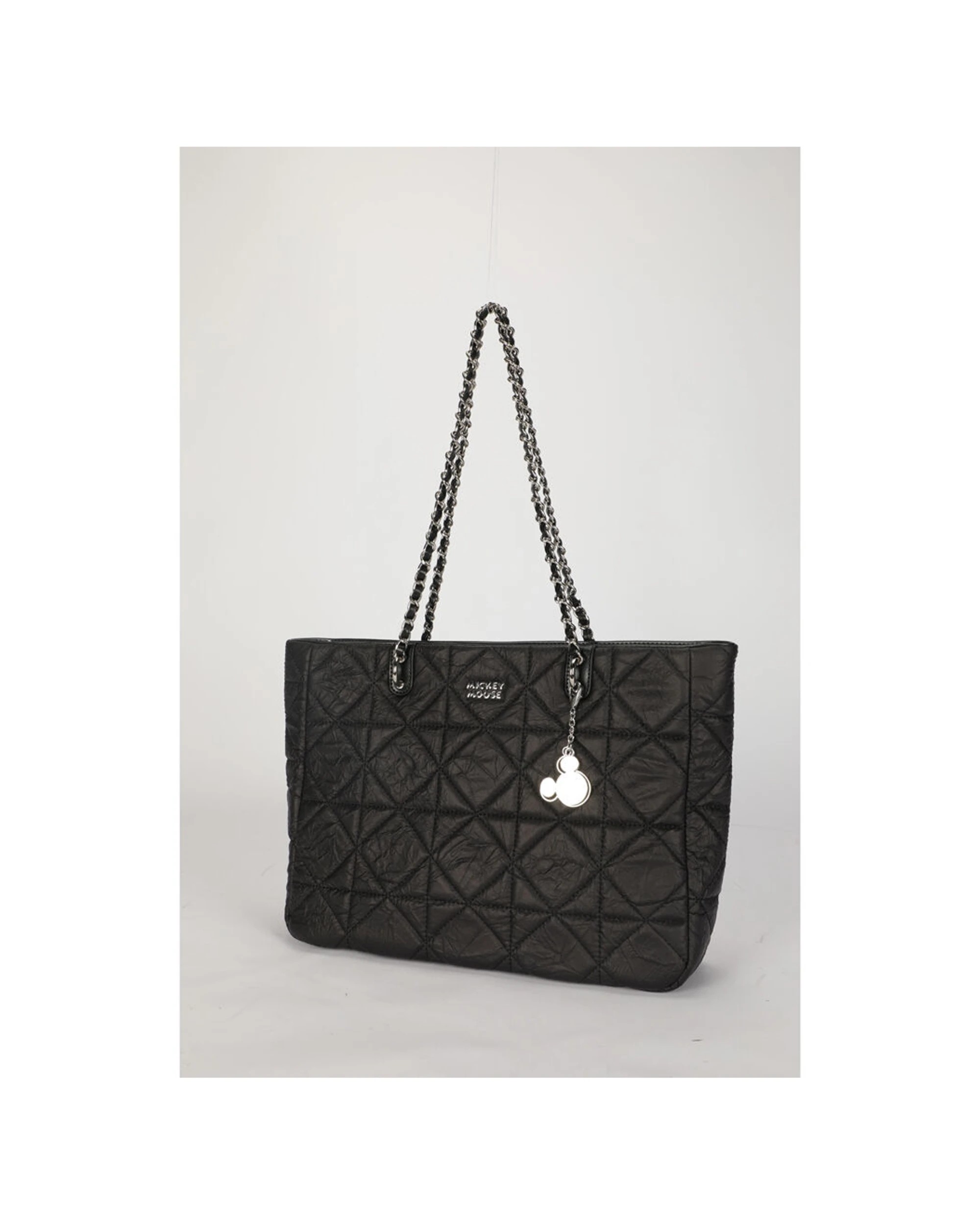 2 Disney Mickey Large Quilted Tote Handbag Durable - Black, 2 of 8