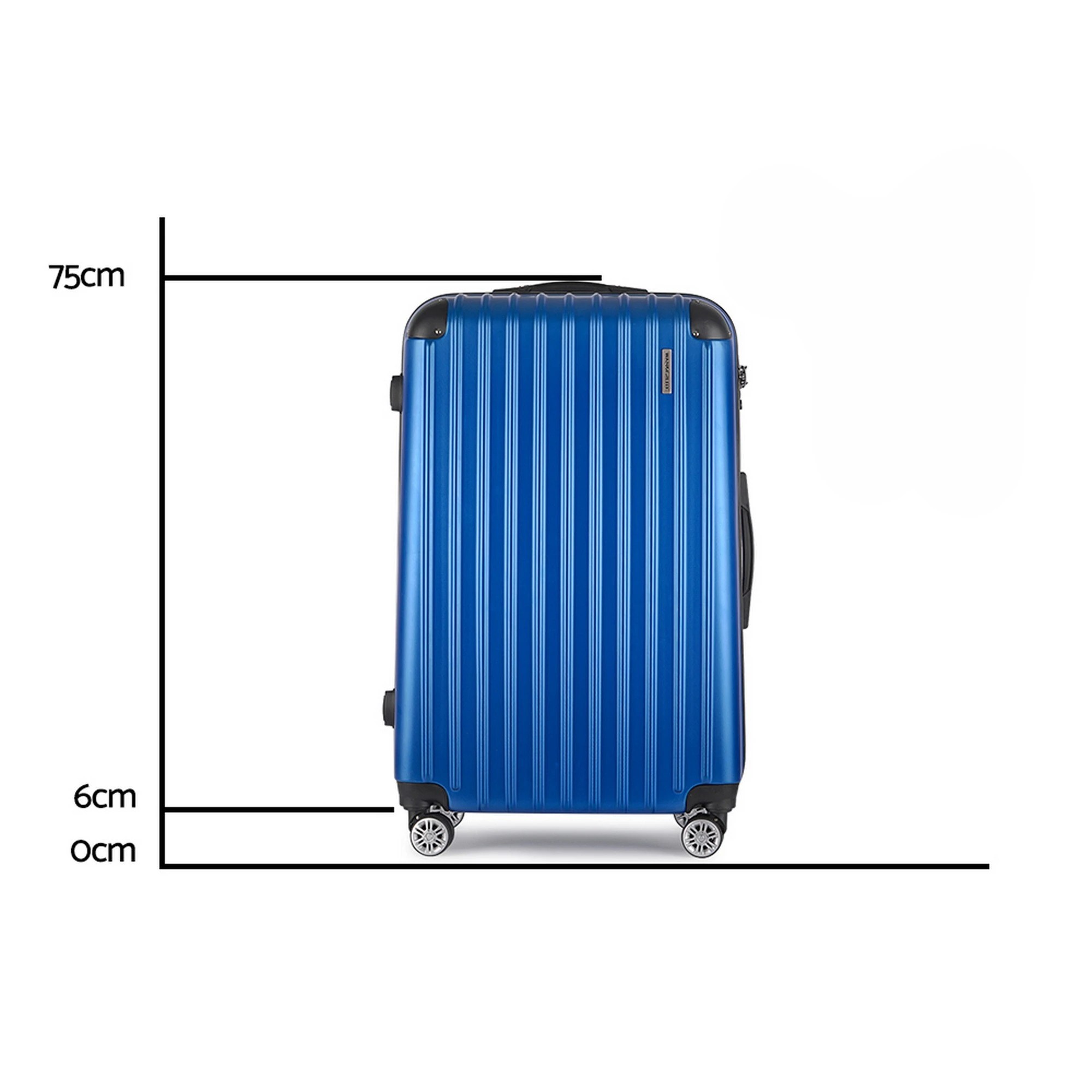 1 Wanderlite 28" 75cm Luggage Trolley Travel Suitcase Set Carry On Hard Case TSA Lock - Blue, 1 of 7