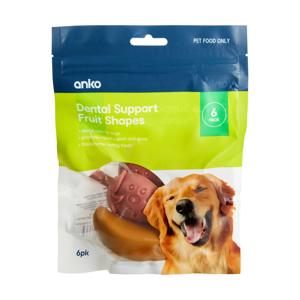 6 Pack Pet Treat Dental Bites Fruit Shapes