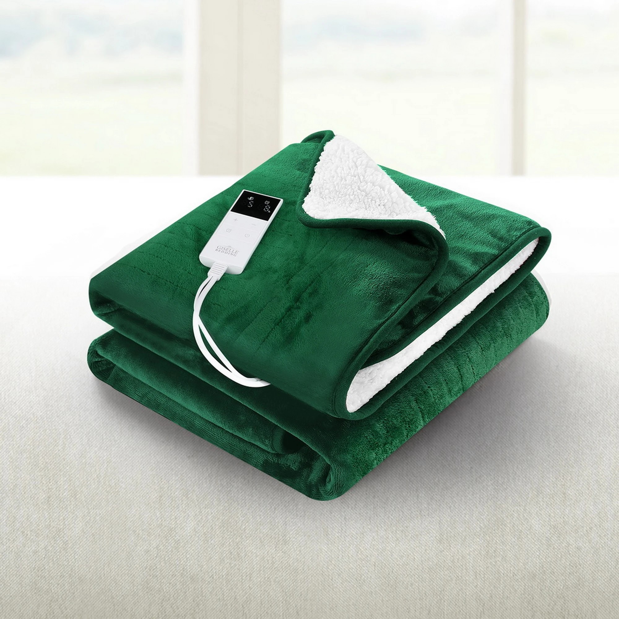 4 Giselle Electric Throw Rug Heated Blanket Double Sided - Green, 4 of 8