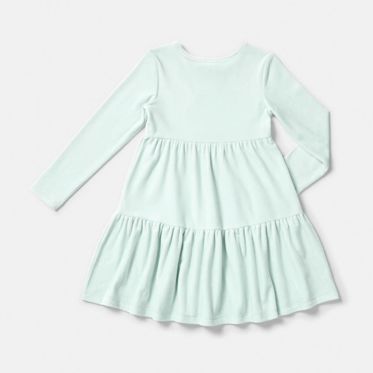9 Long Sleeve Velour Tier Dress Butterfly, 9 of 9