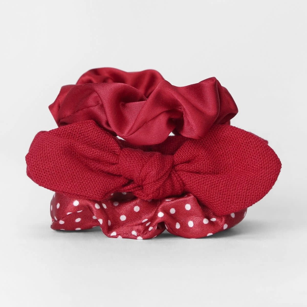 2 3 Pack Hair Scrunchies - Red, 2 of 4