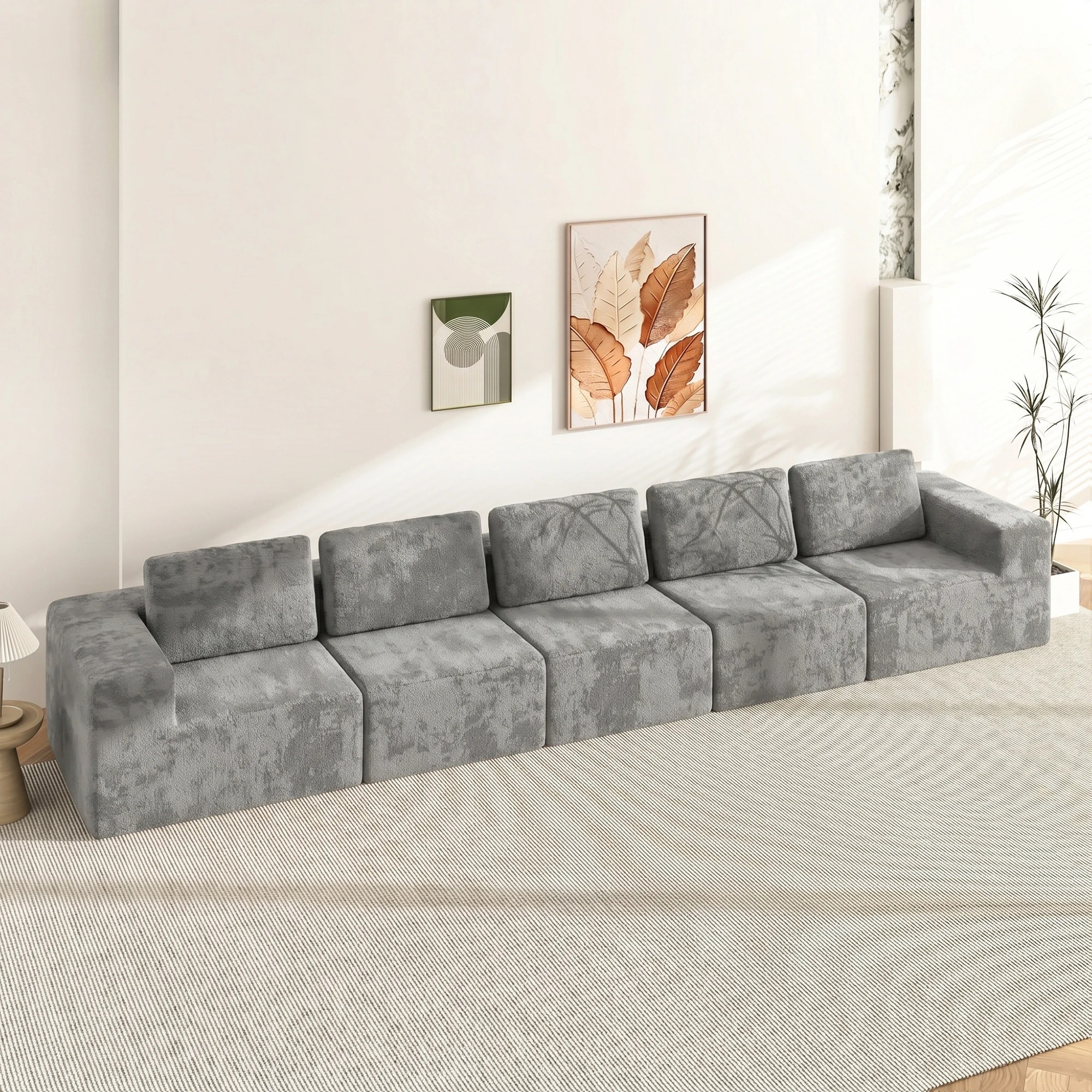 8 Advwin 415cm 5 Seater Sofa Modern Modular Sectional Couch No Assembly - Grey, 8 of 9