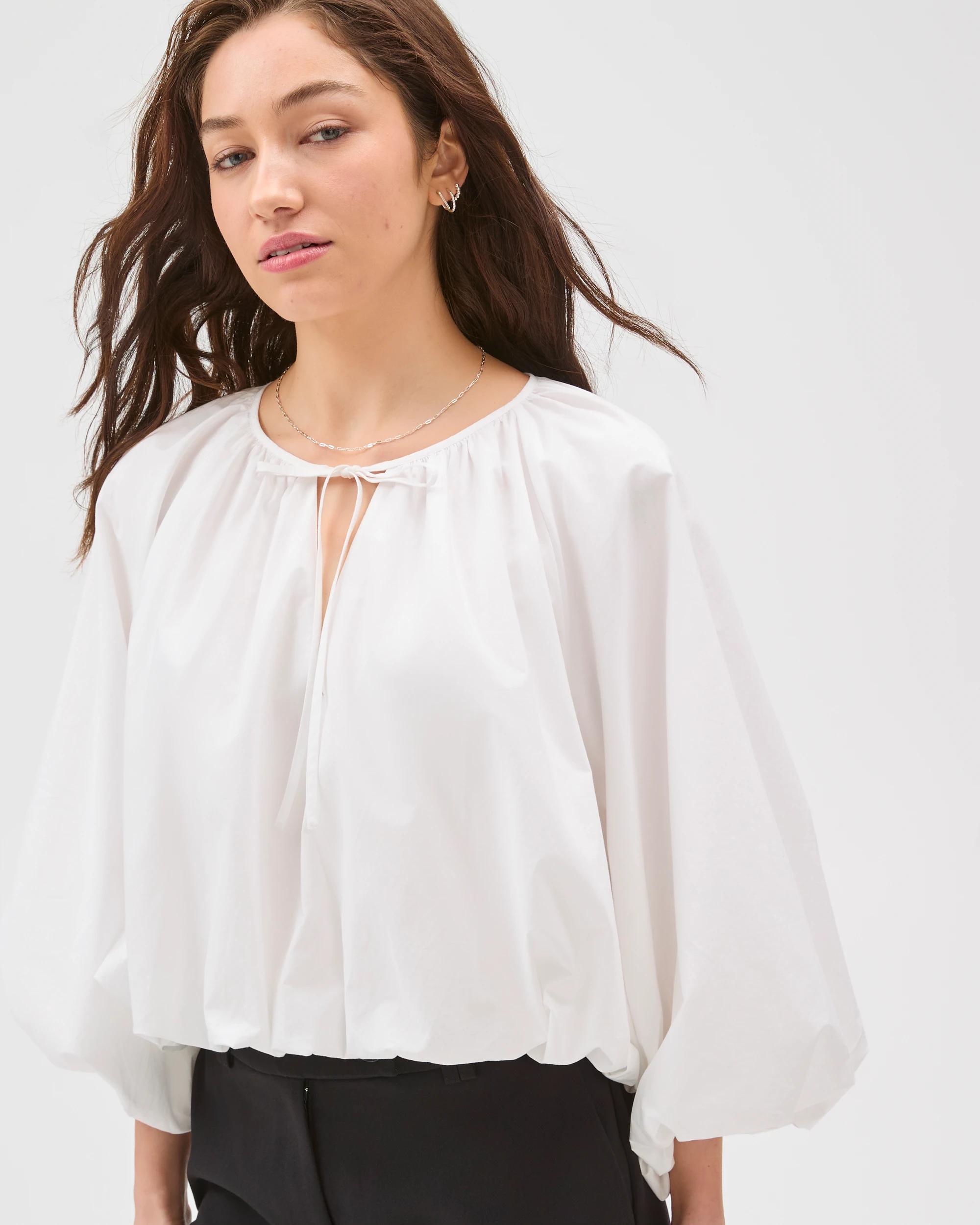 4 Lily Loves Long Balloon Sleeve Top WHITE, 4 of 6