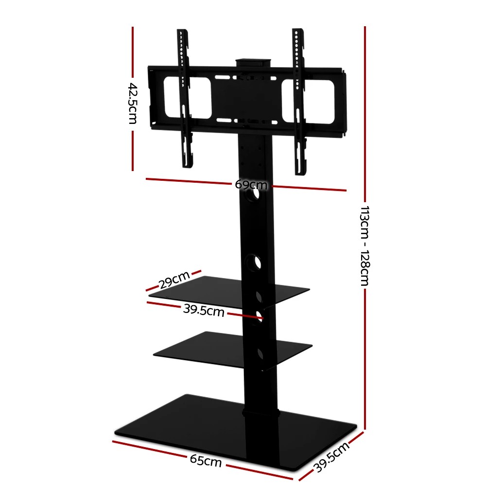 3 Artiss TV Stand Mount Bracket for 32"-70" LED LCD 3 Tiers Storage Floor Shelf - Black, 3 of 6