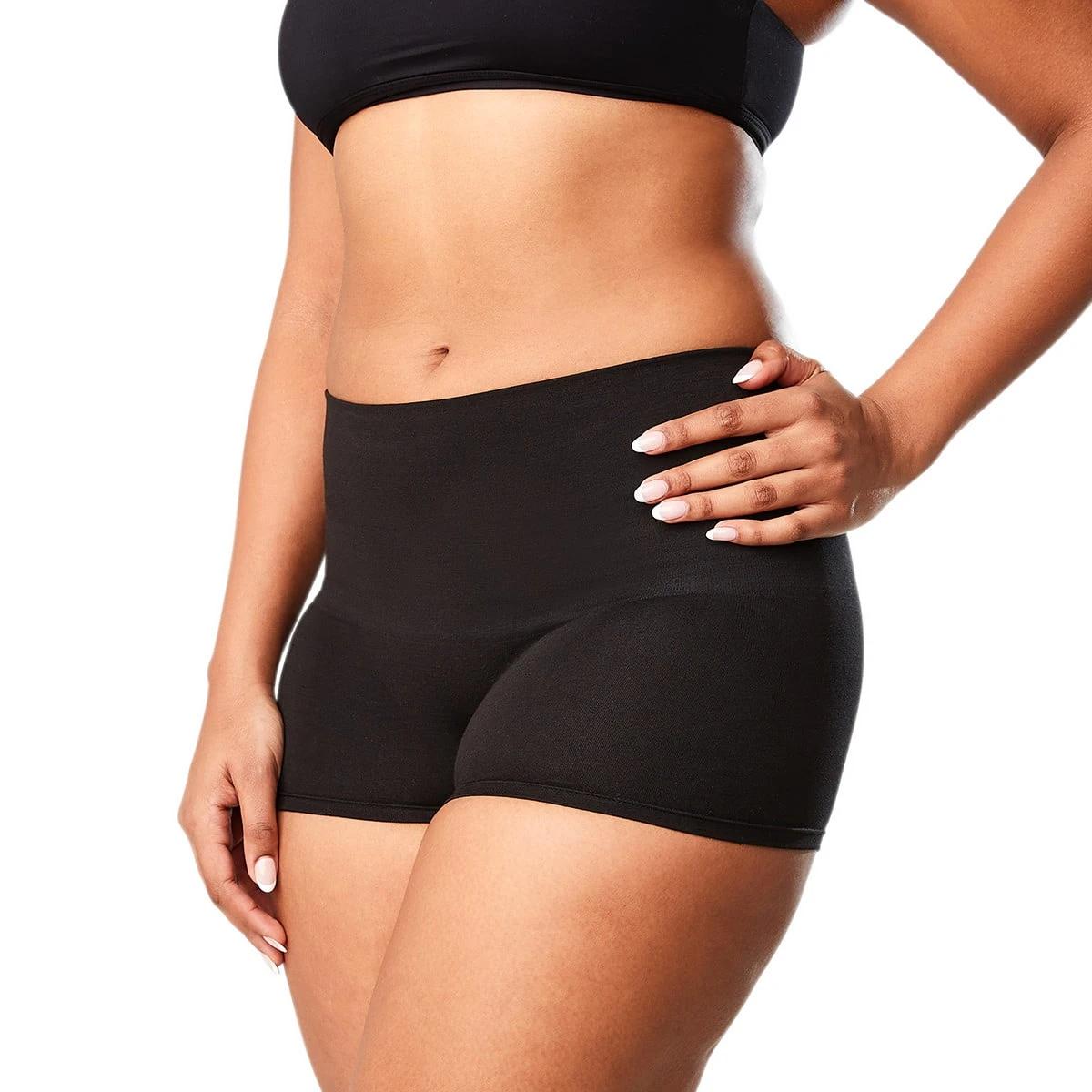 4 2 Pack Cotton Blend Seamfree Shaping Short BLACK, BEIGE, 4 of 7