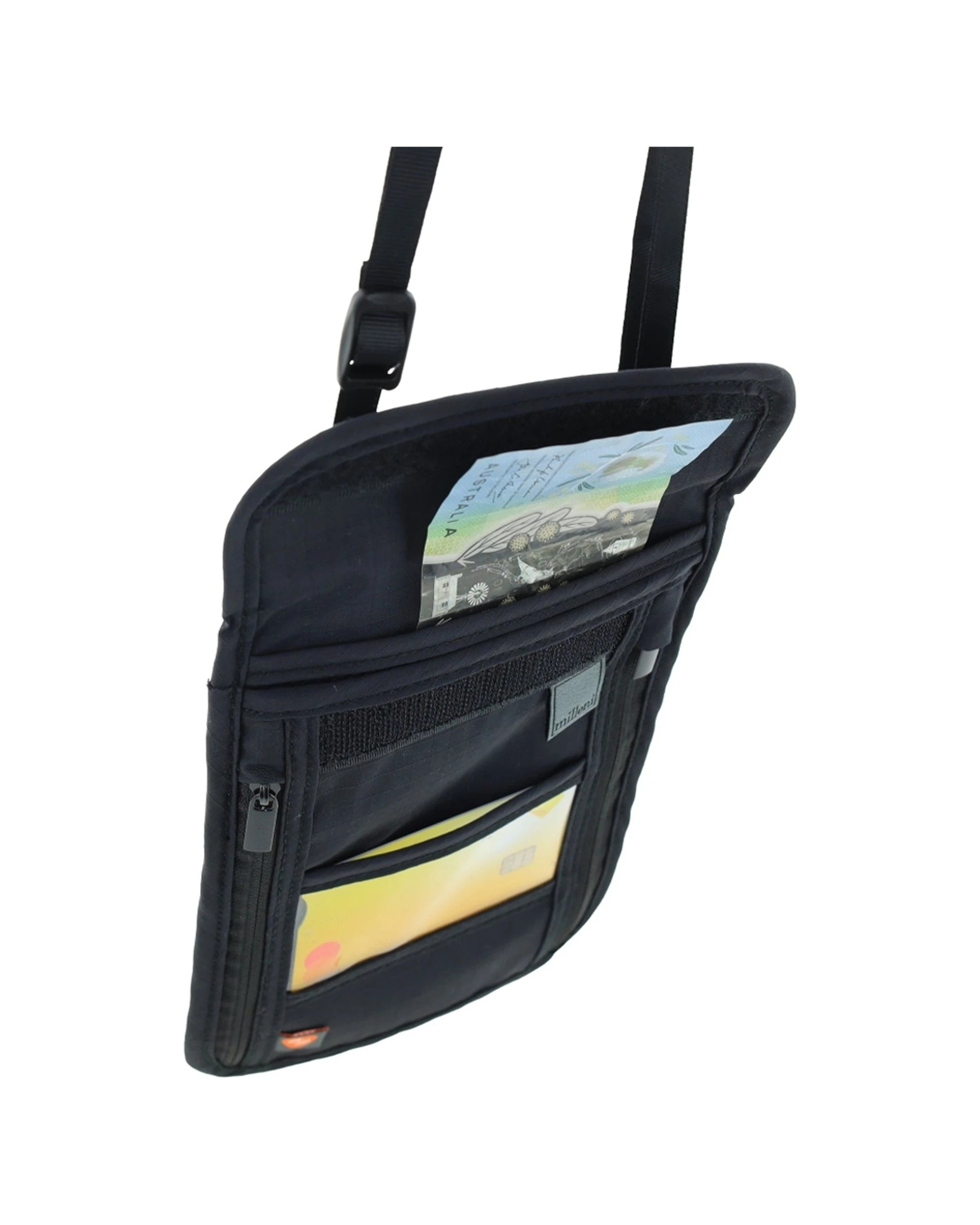 4 Milleni Travel Bag RFID Blocking ID/Card Neck Stash Adjustable Strap - Black, 4 of 5