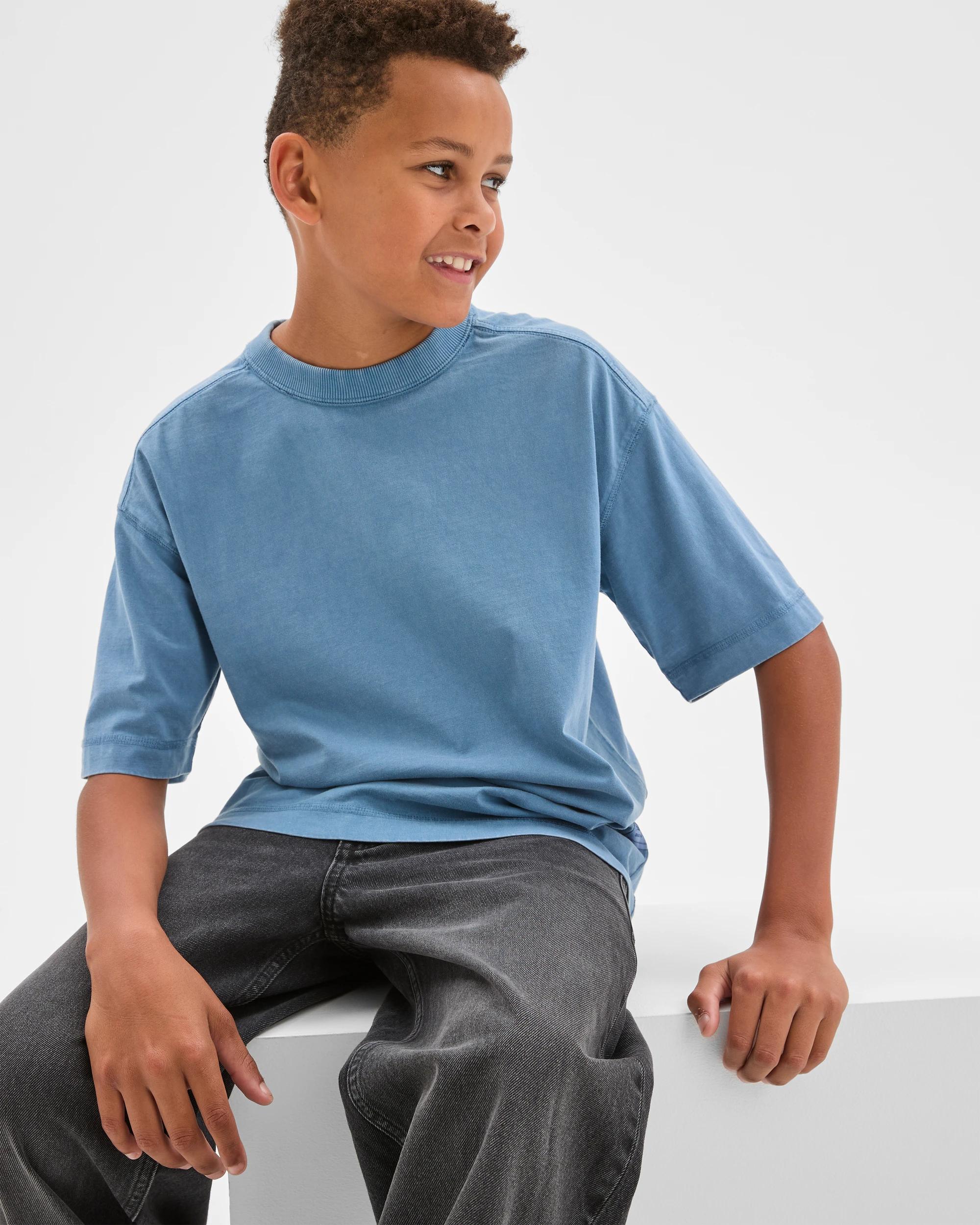 1 Target Kids Australian Cotton Oversized Washed T-Shirt BLUE, 1 of 6