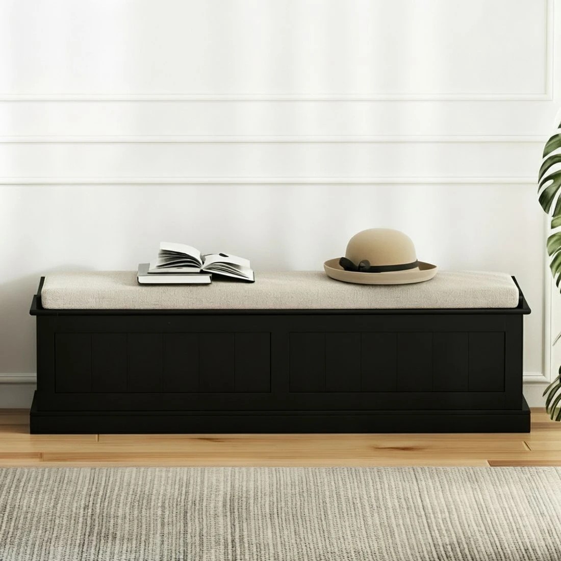 3 Artiss Storage Ottoman Blanket Box 140cm Fluted - Black, 3 of 6