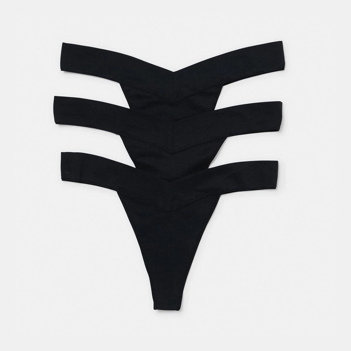 1 3 Pack V-Front Seamfree G-string Briefs Black, 1 of 7
