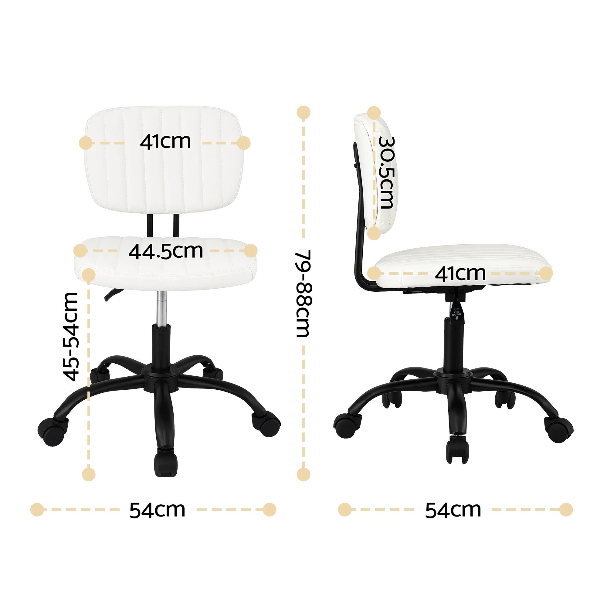 3 Artiss Armless Office Chair Ergonomic Swivel Home Office Desk Chair PU Leather - White, 3 of 8