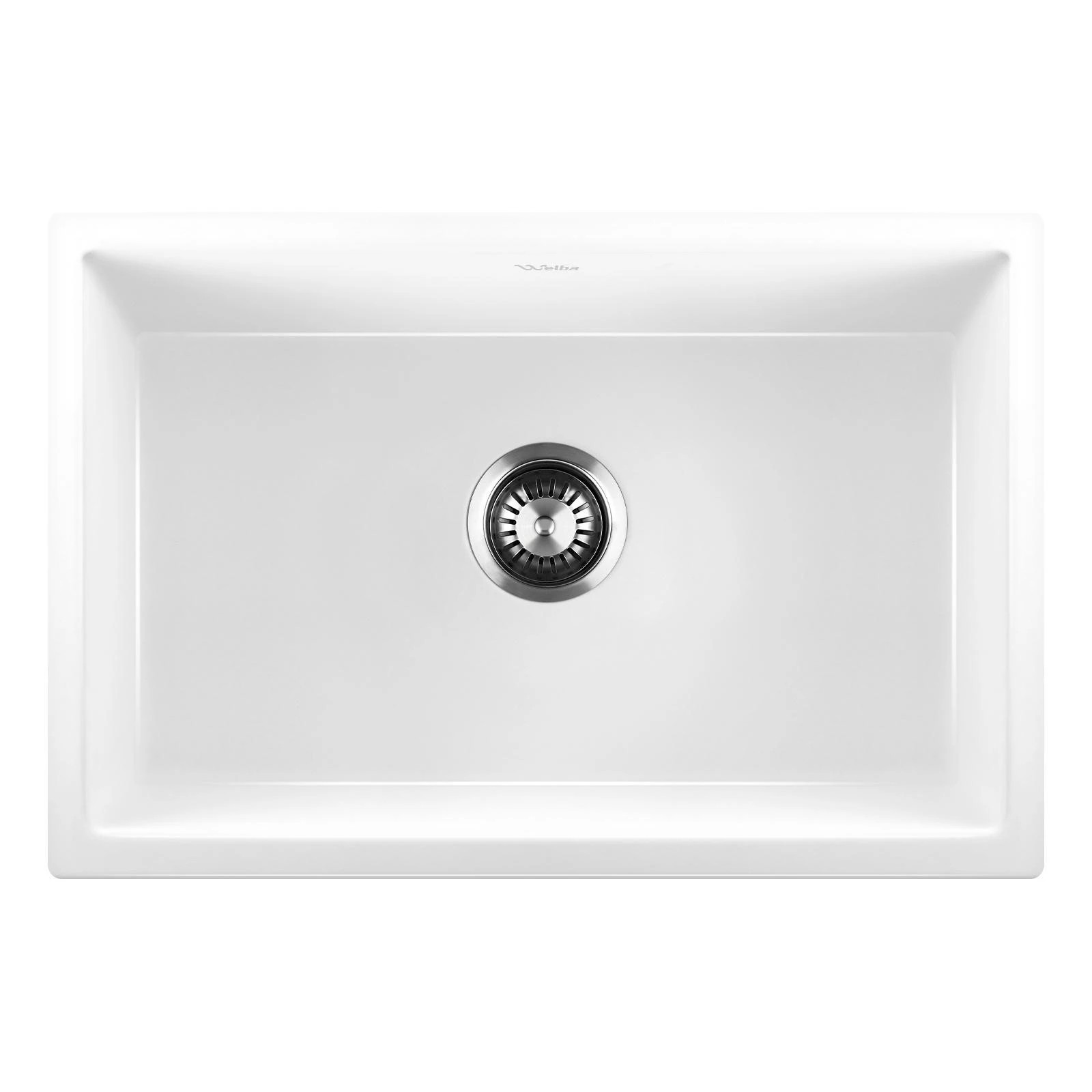 1 Welba Kitchen Sink 70x45cm Granite Stone Sink Laundry Basin Single Bowl - White, 1 of 7