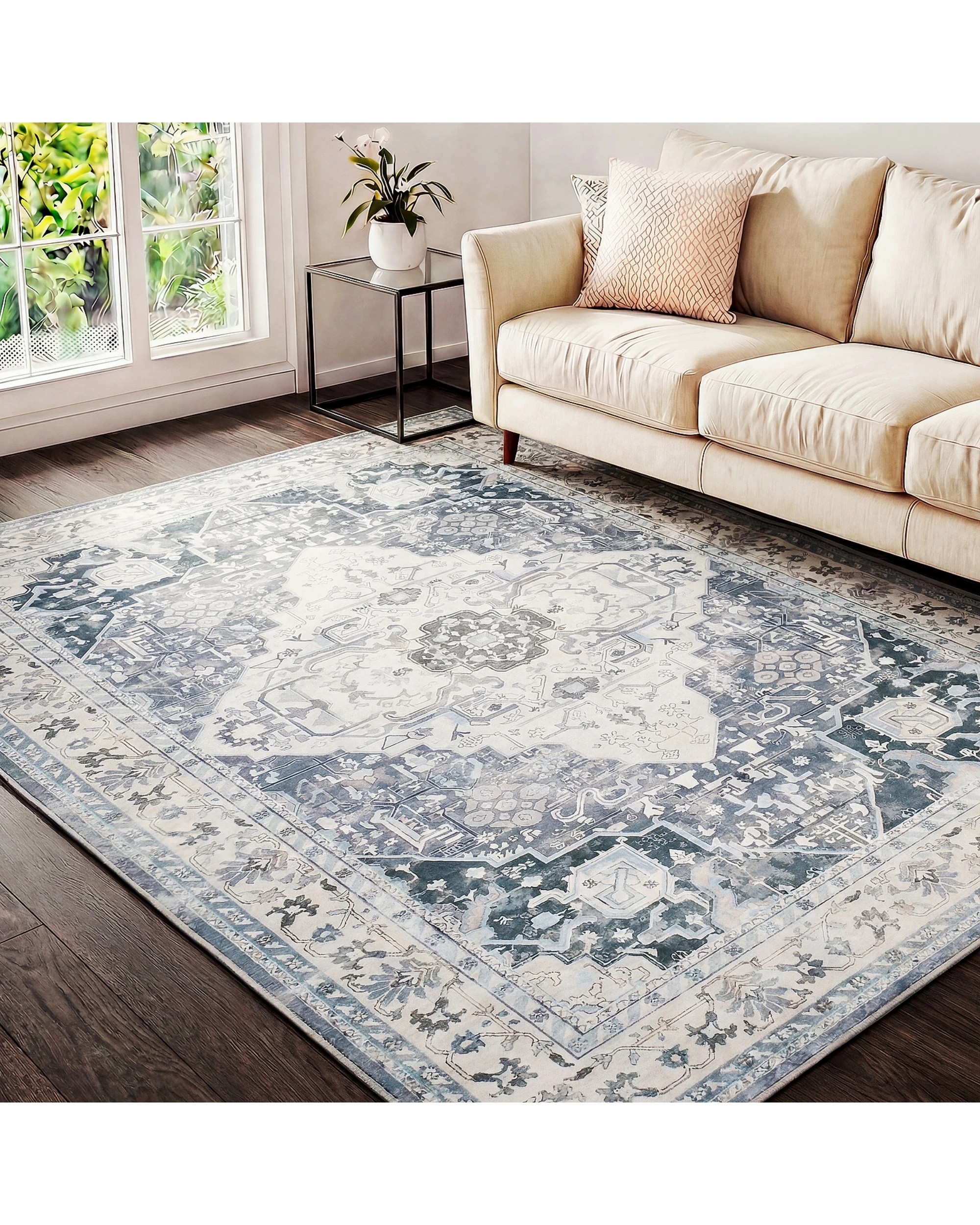 4 Advwin Large Floor Rug 160 x 230cm Vintage Thick Carpet - Grey, 4 of 7