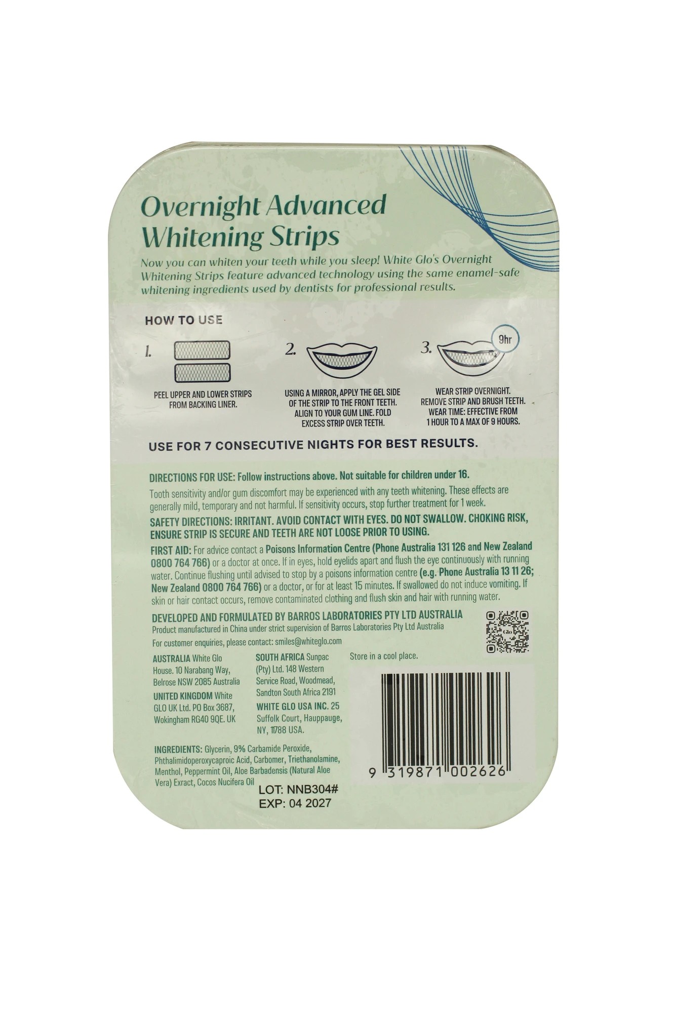 2 White Glo Professional Results Overnight Treatment Whitening Strips, 2 of 2