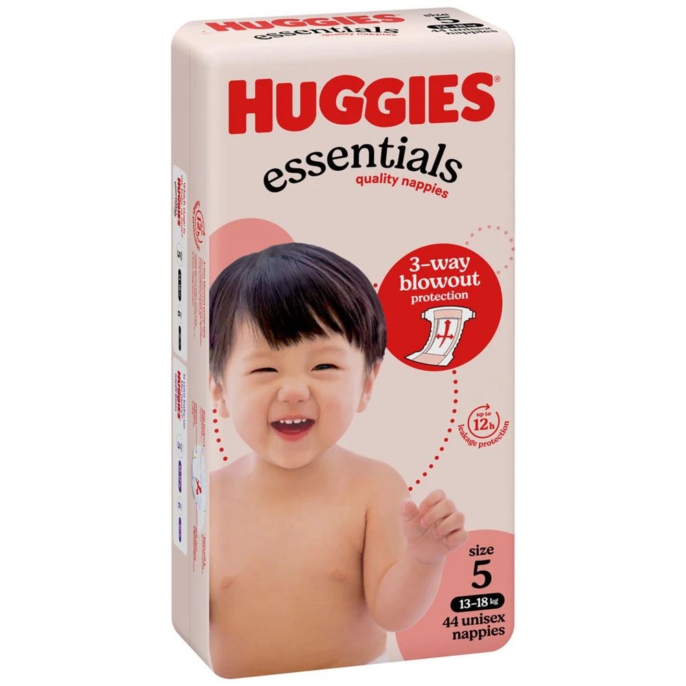 3 Huggies Essentials Nappies Walker Size 5 44 Pack, 3 of 10