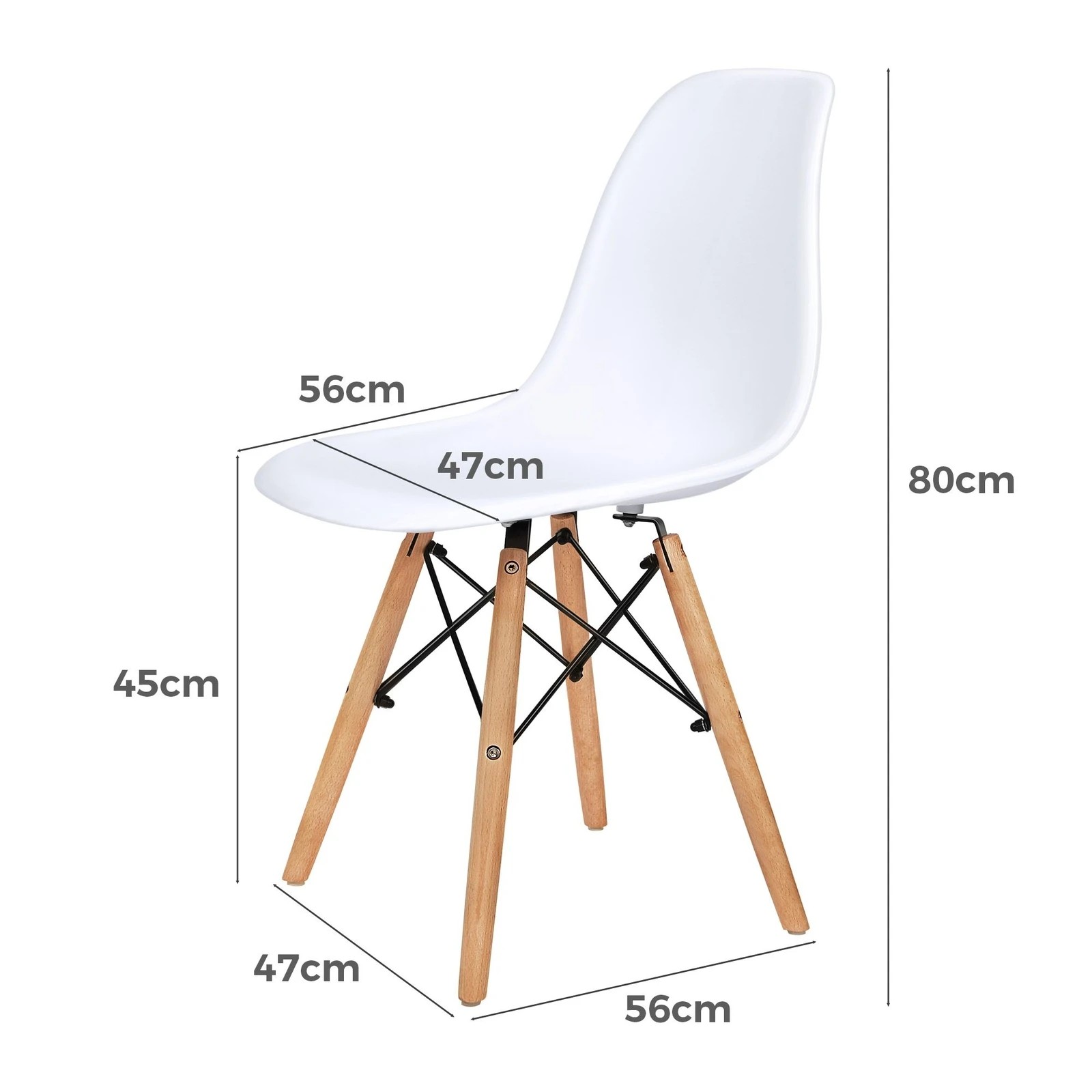 8 Alfordson 4x Dining Chairs Retro Steel Kitchen Lounge Cafe Solid Wood - White, 8 of 10