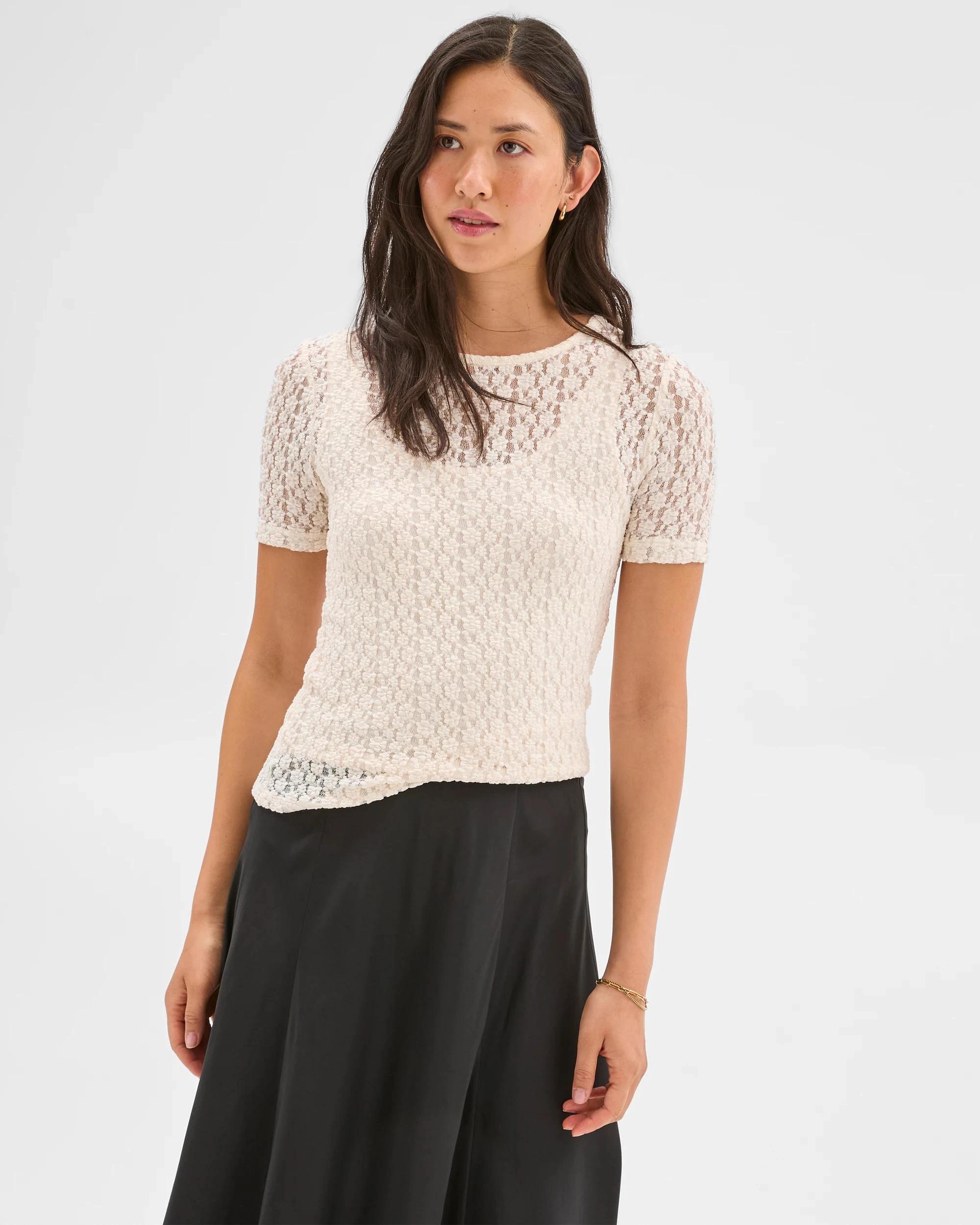 2 Crinkle Lace Top - Preview CREAM, 2 of 6