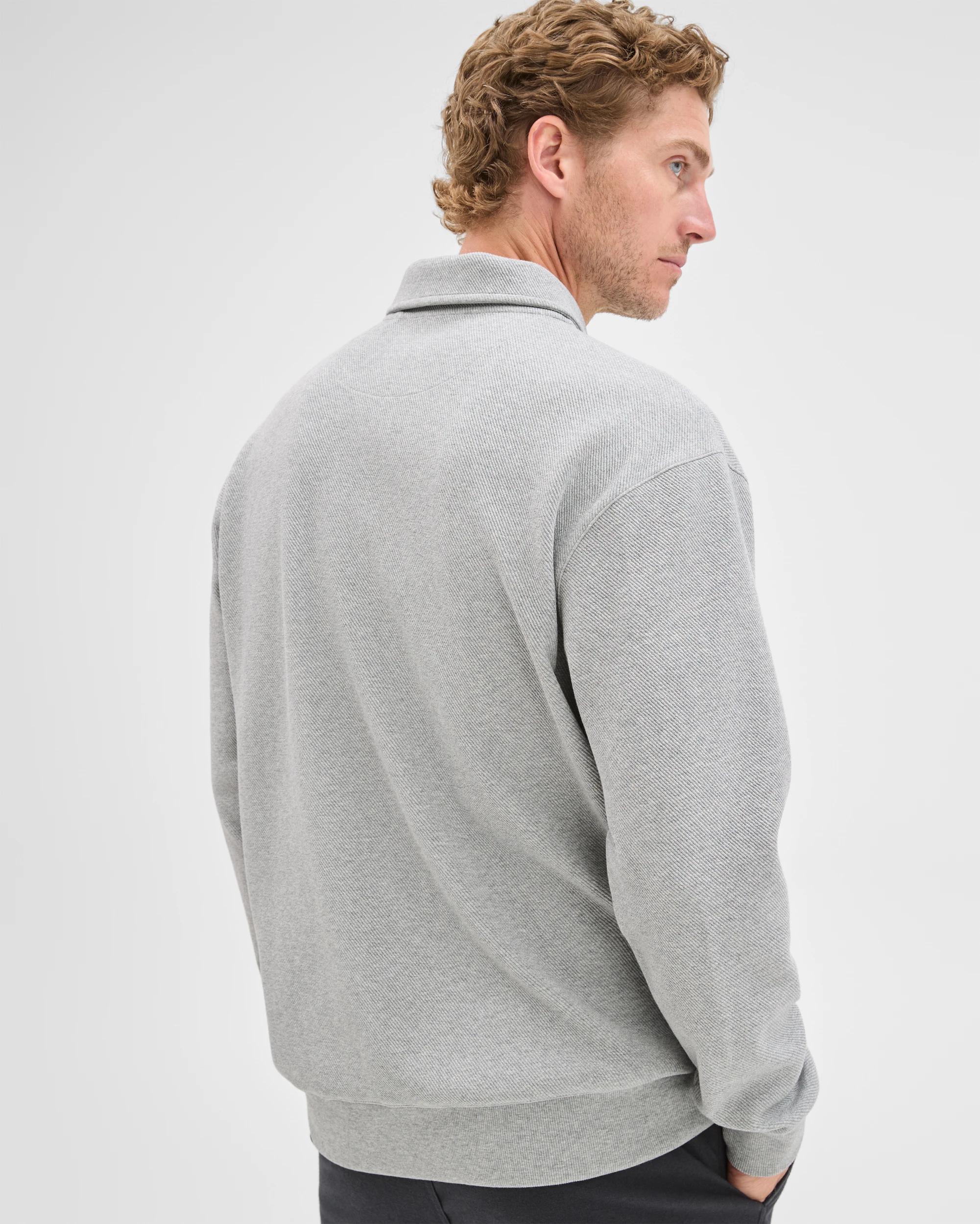 5 Target Man Australian Cotton Blend Textured Fleece 1/4 Zip Collared Top GREY MARLE, 5 of 5
