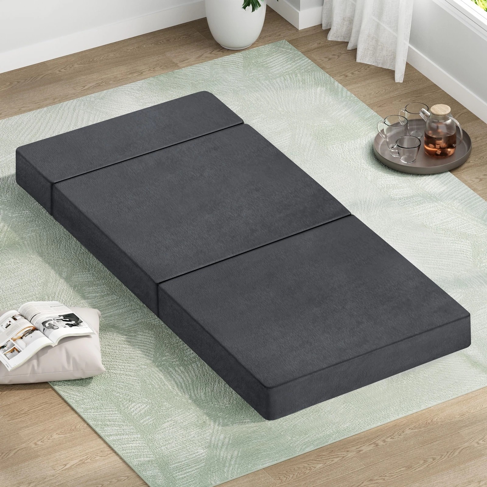 2 Starry Eucalypt Foldable Mattress Folding Foam Portable 79x190CM - Grey, 2 of 4