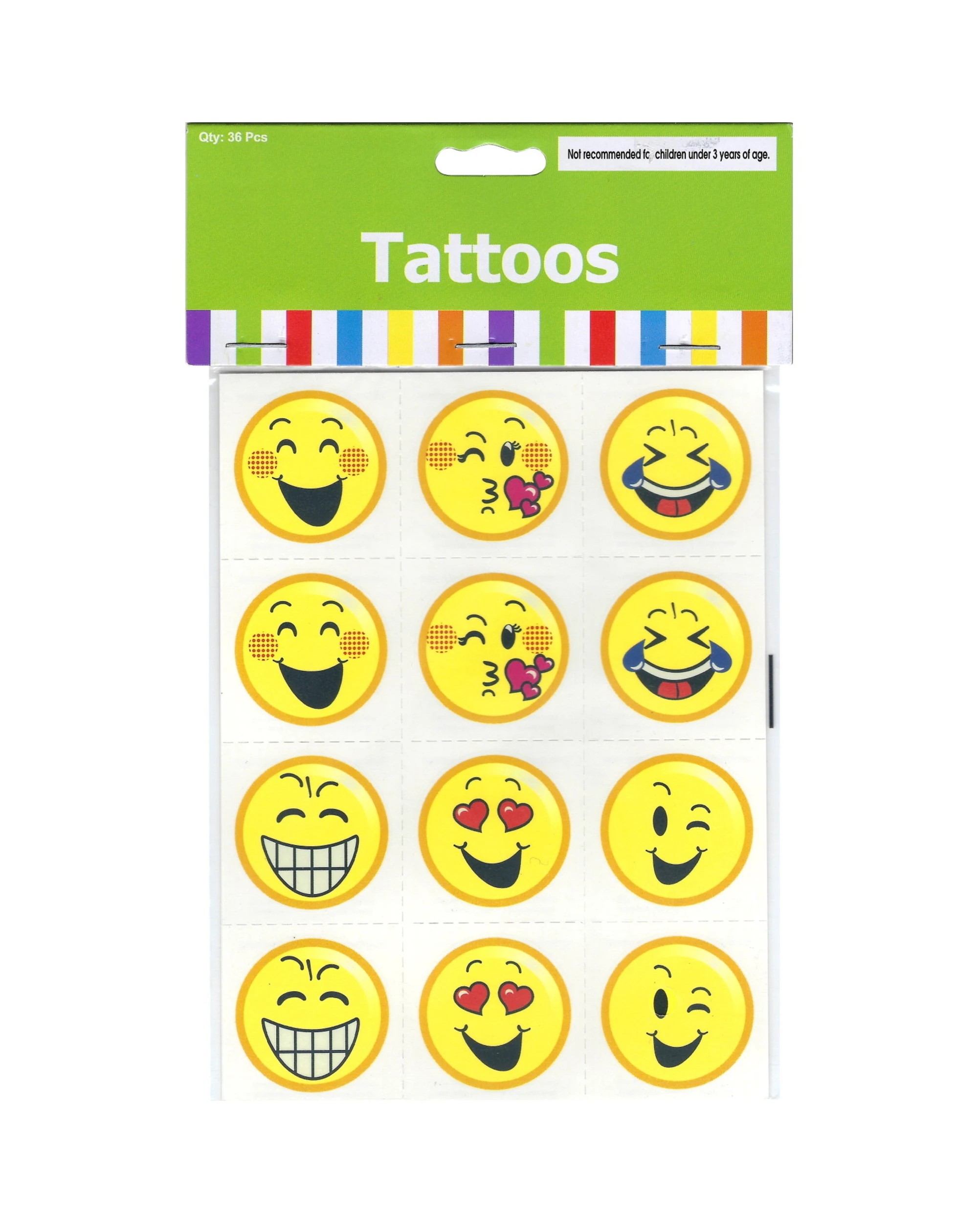2 Partyrama Smiley Face Tattoos Pack of 36, 2 of 2