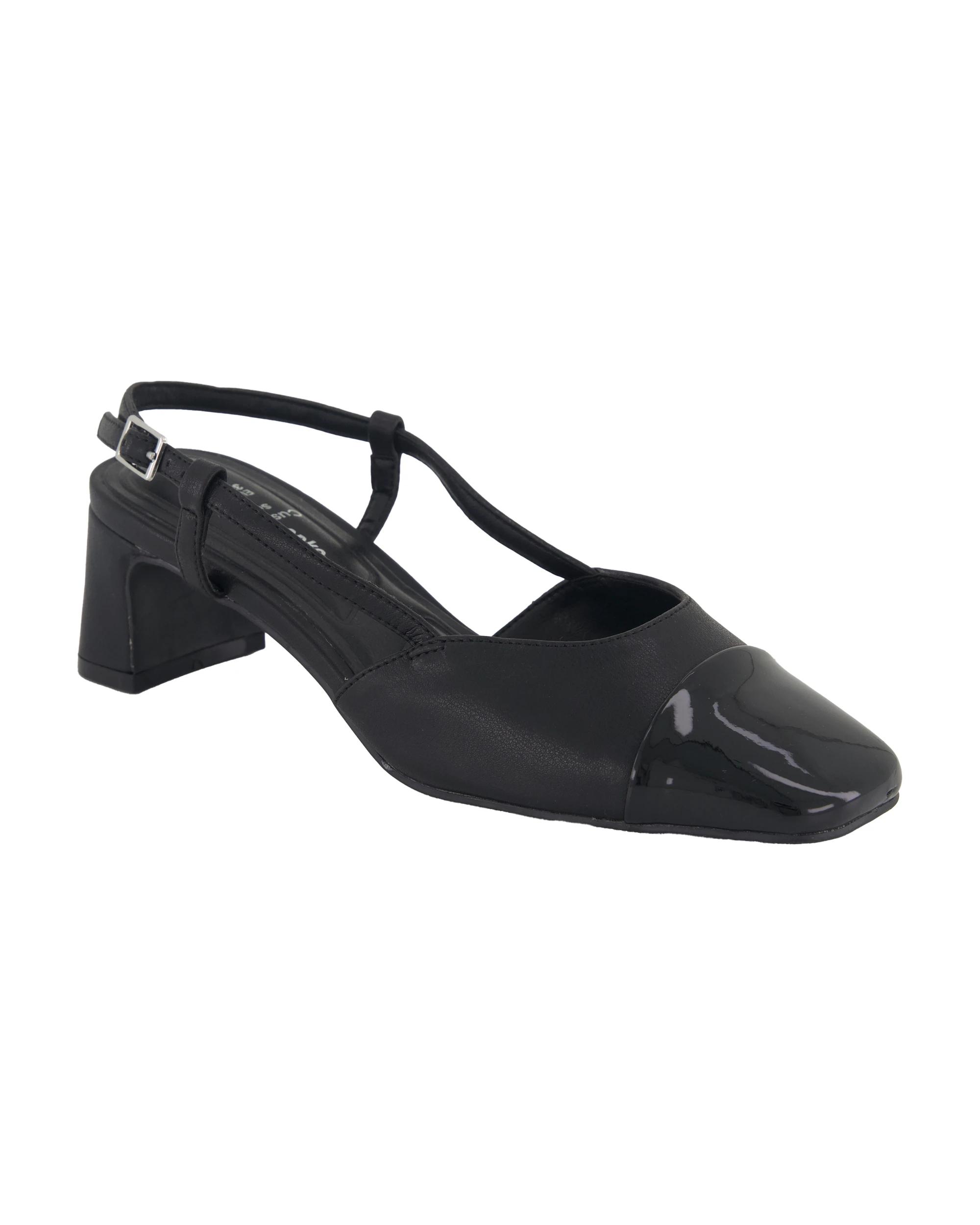 2 Slingback Toe Cap Heels Black, 2 of 5
