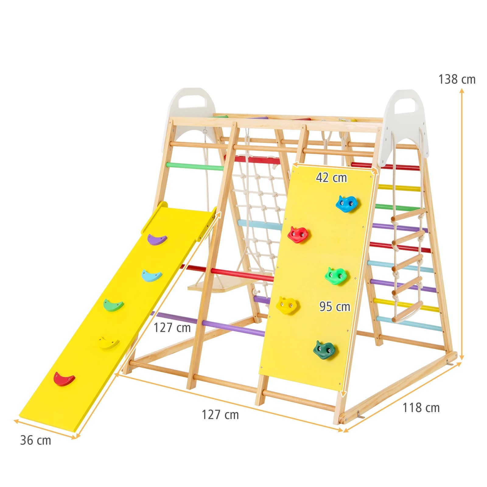 4 Costway Climb Playset 8-in-1 Wood Climbing Frame Swing Slide, 4 of 6