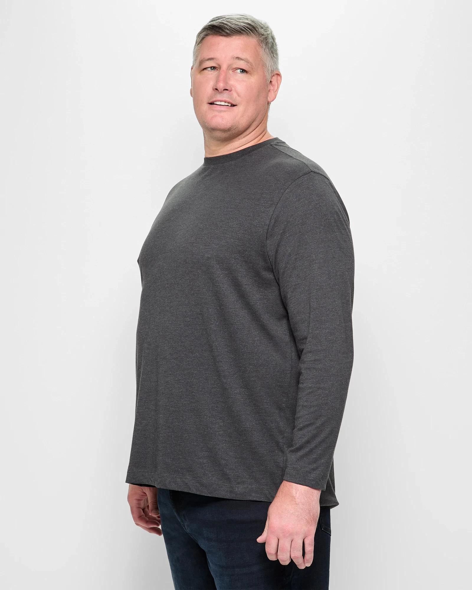 3 Target Man Plus Plus Size Australian Cotton Long Sleeve T-Shirt CHARCOAL, 3 of 5