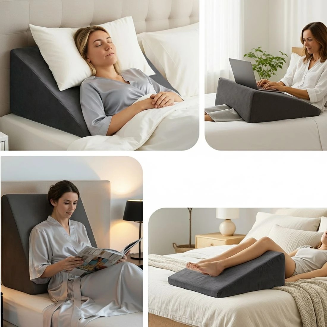 7 Giselle Bedding Wedge Pillow - Grey, 7 of 8