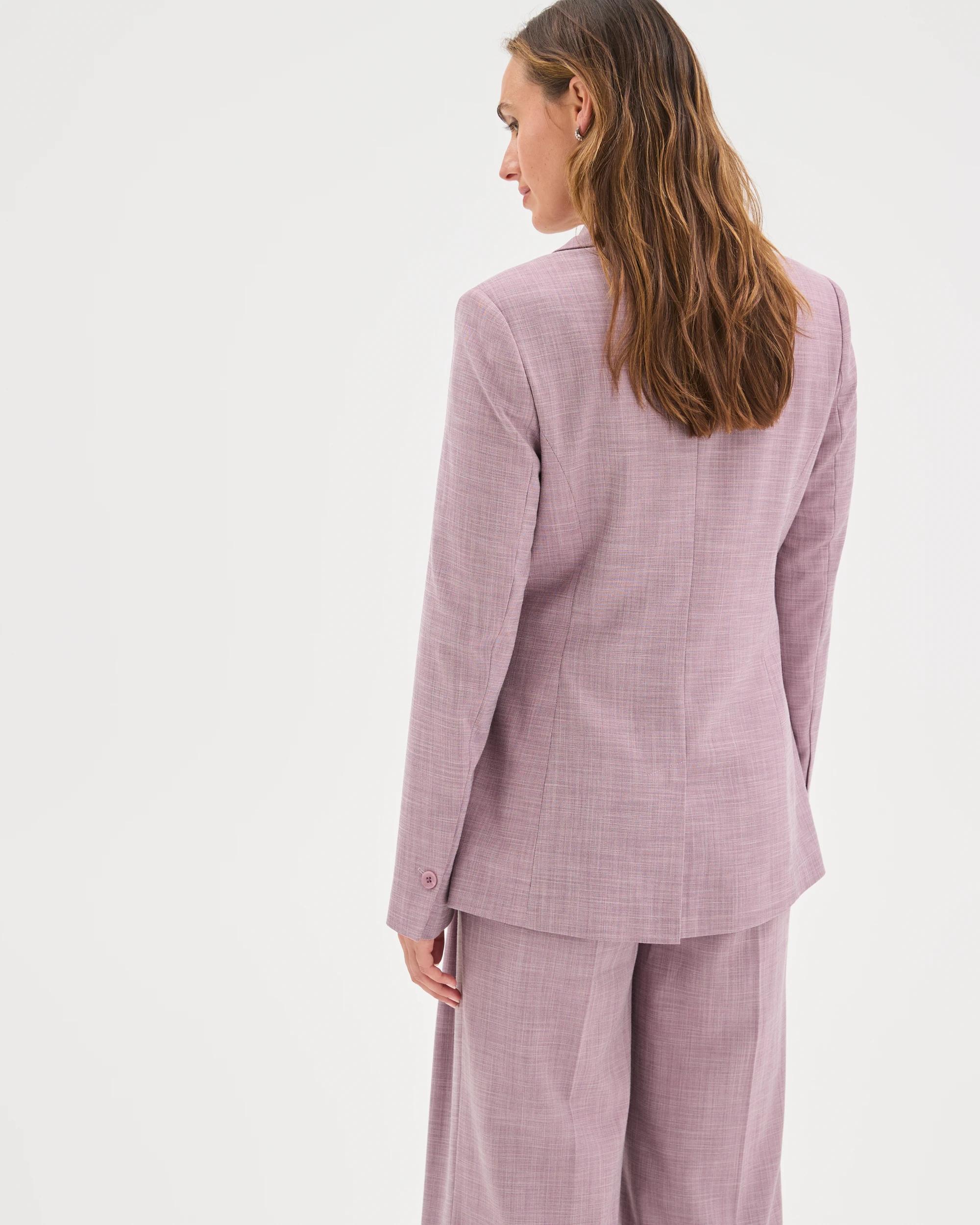 6 Preview Cinched Waist Blazer BERRY CREAM MELANGE, 6 of 7
