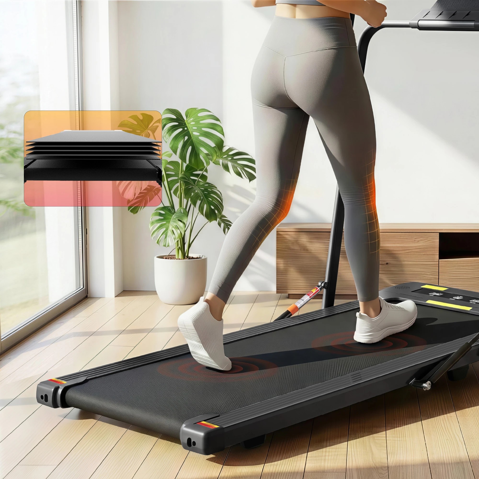 8 Everfit 2 in 1 Treadmill Electric Walking Pad Under Desk Home Gym Fitness 400mm - Black, 8 of 10