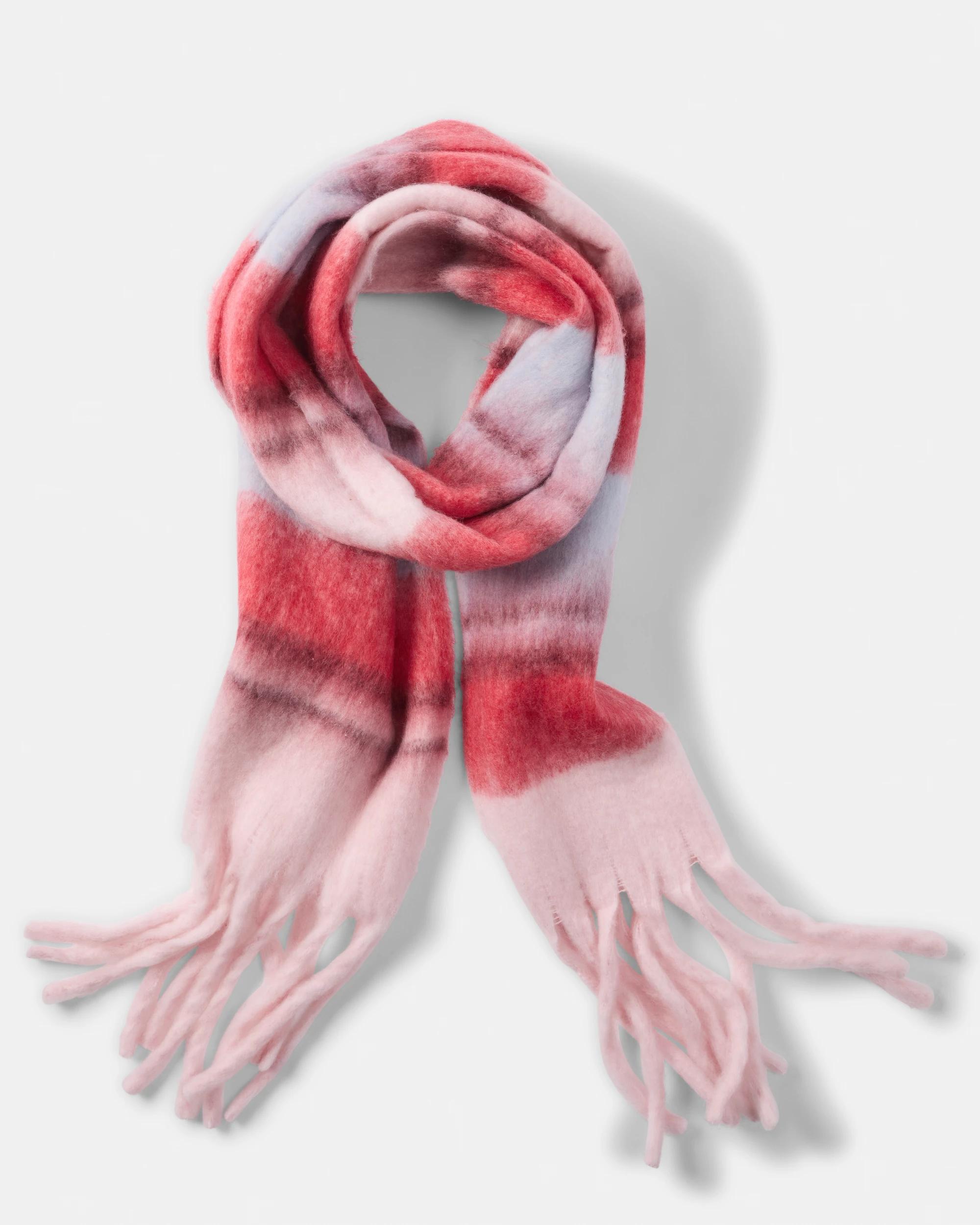 1 Printed Fluffy Scarf Red Strp, 1 of 3