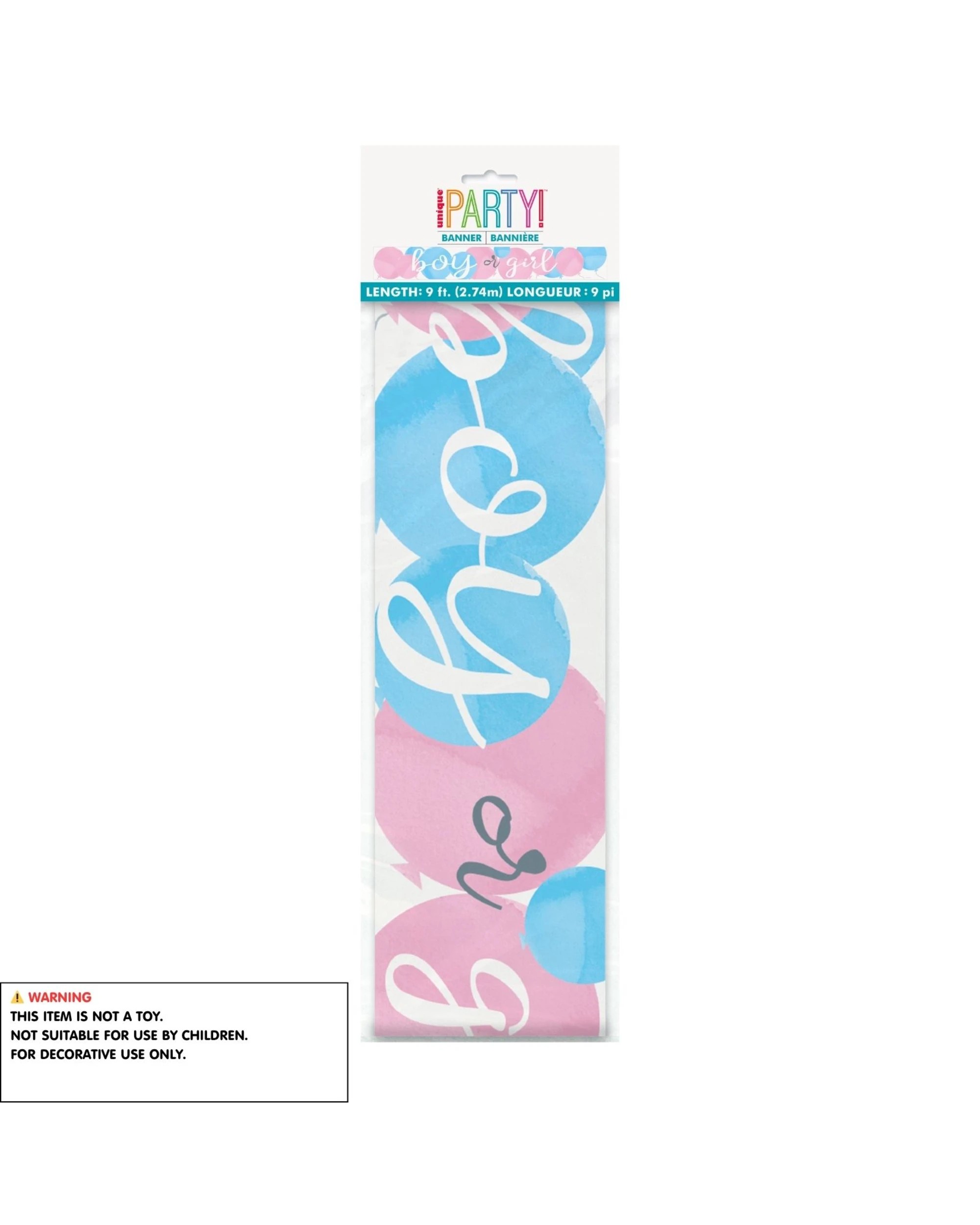 2 Unique Gender Reveal Boy or Girl Foil Banner 2.7m - Multi, 2 of 2
