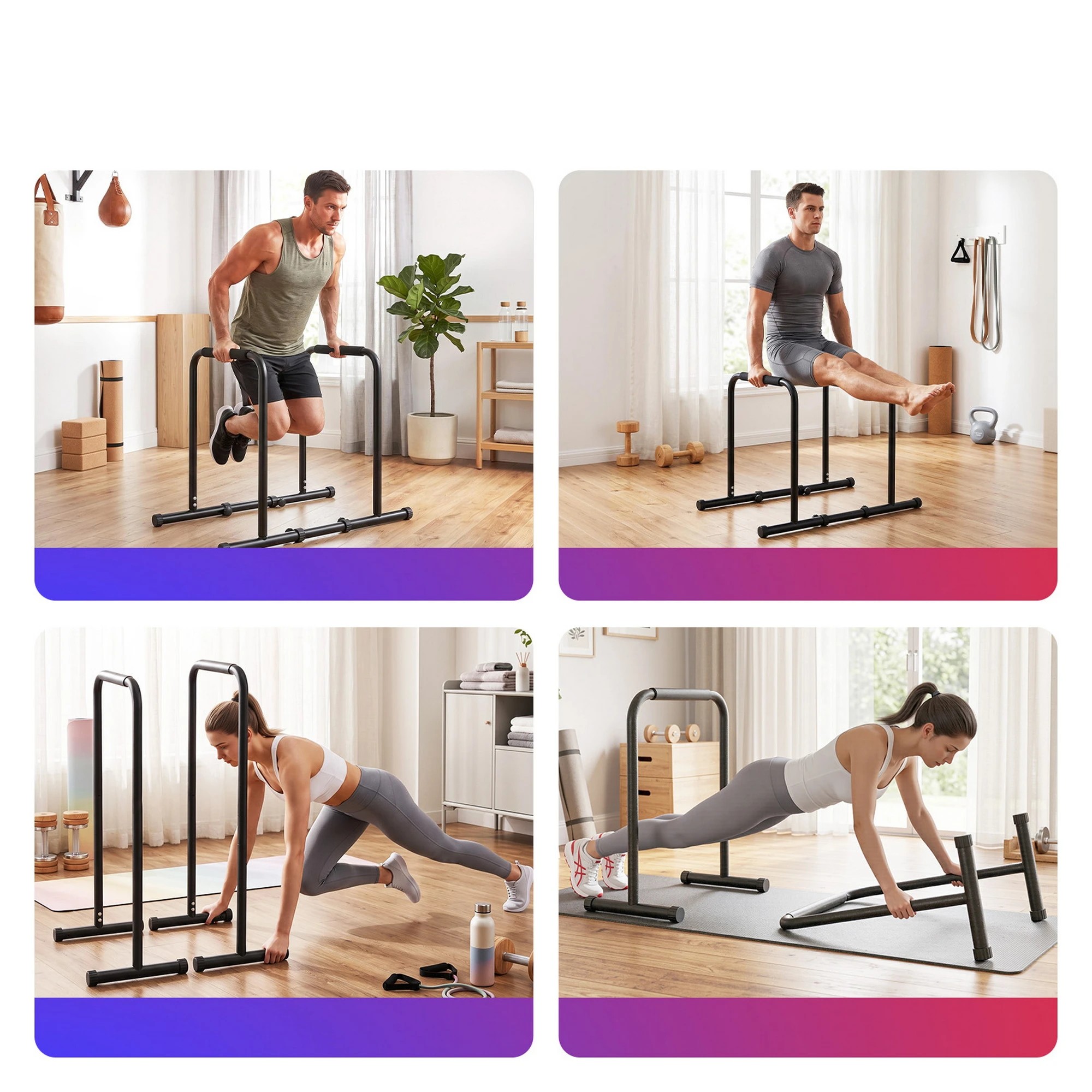 5 Everfit Dip Station Parallette Bars Home Gym Workout Stand Black - Black, 5 of 9