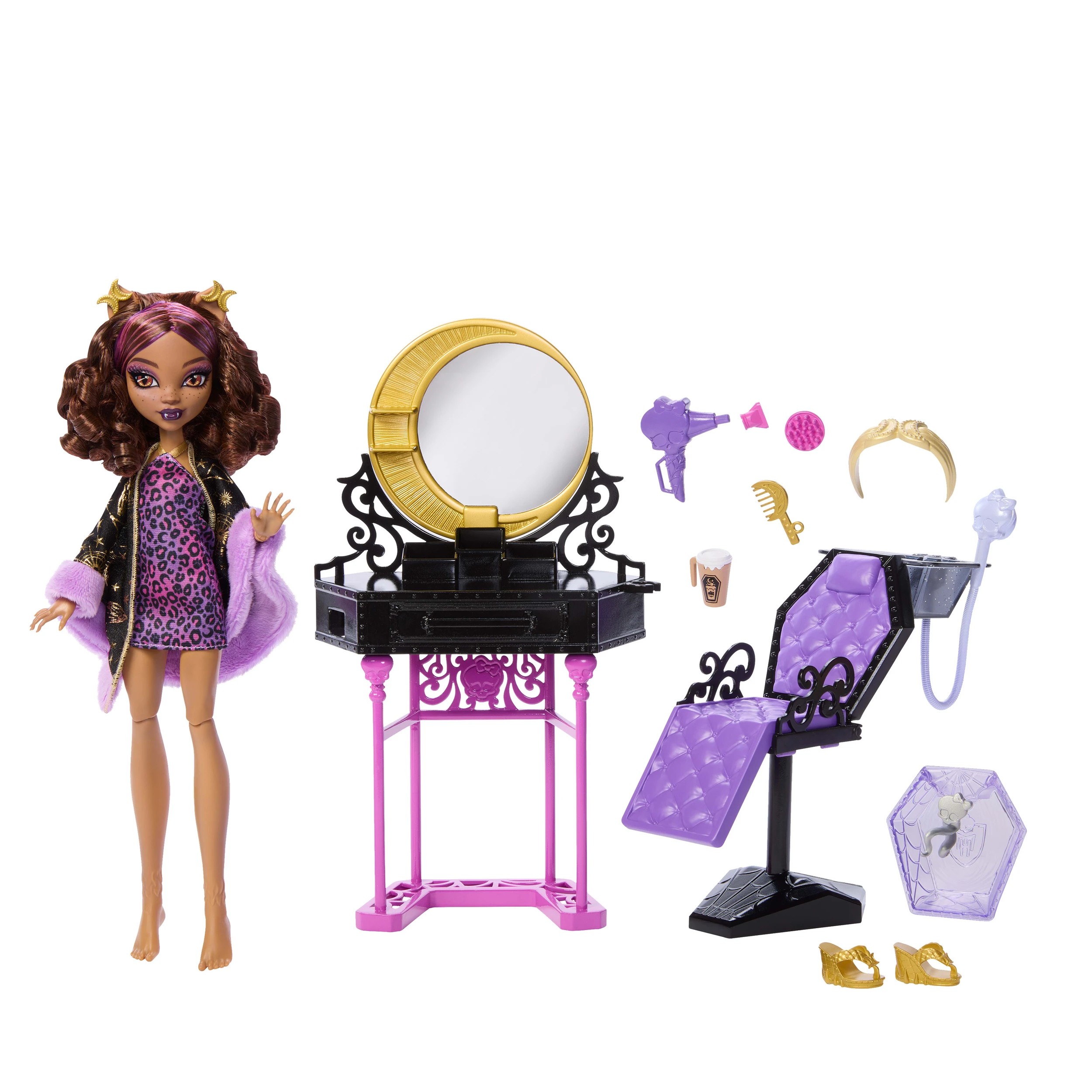2 Monster High Clawdeen Wolf Doll and Scare-Do Salon Playset, 2 of 7