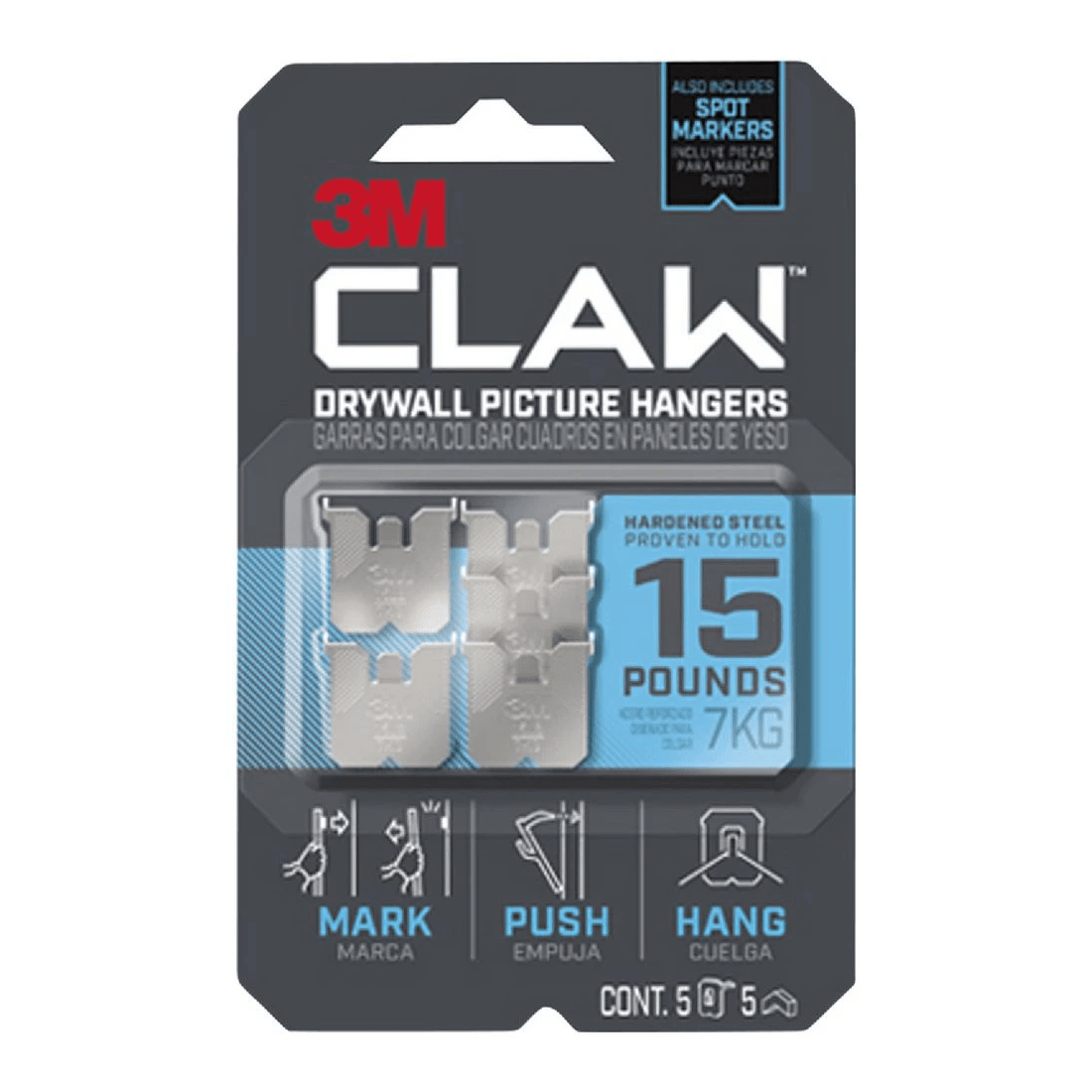 1 3M Claw Heavyweight Hanging Solution 7kg 5 Pack, 1 of 1