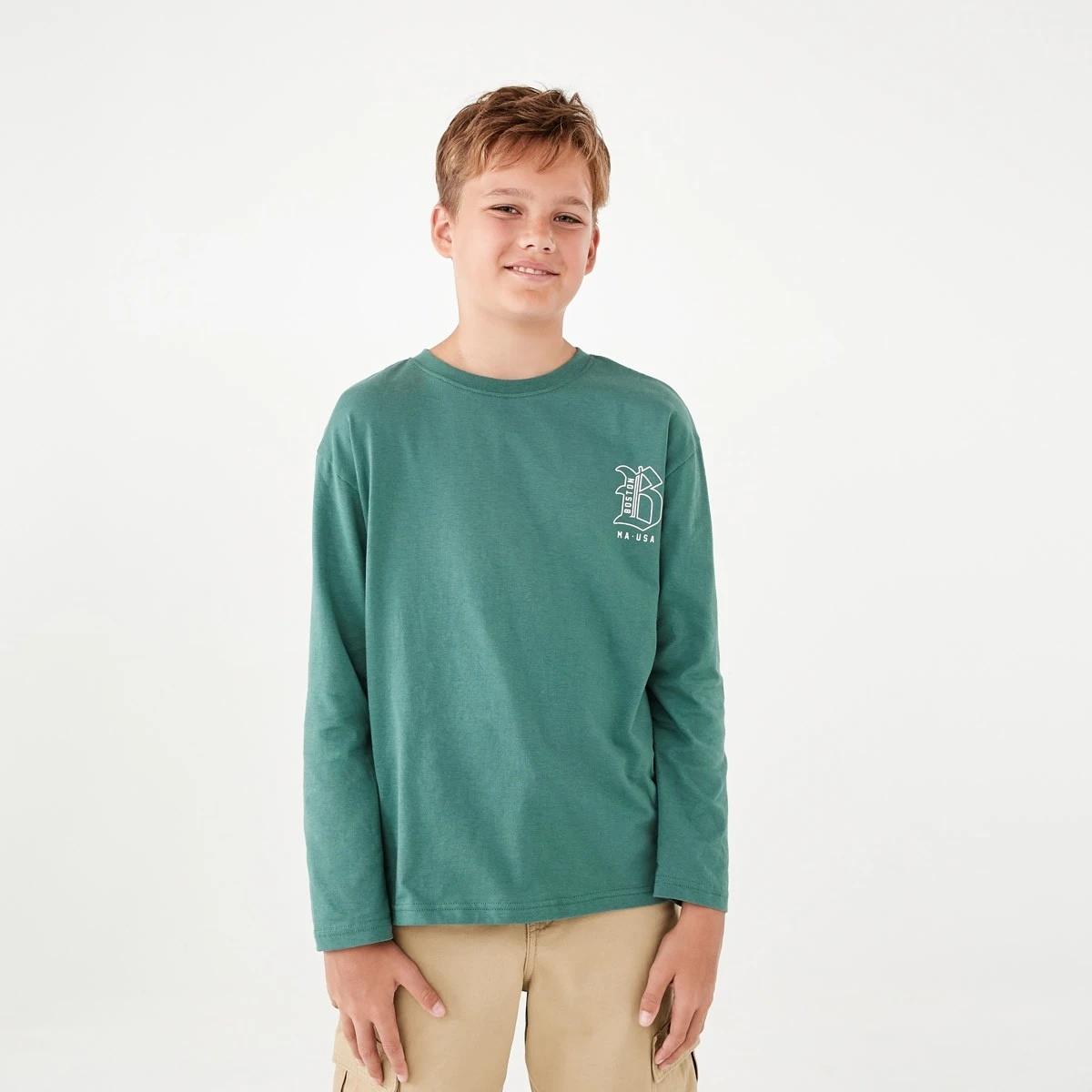 1 Long Sleeve Print T-shirt Grn Boston, 1 of 8