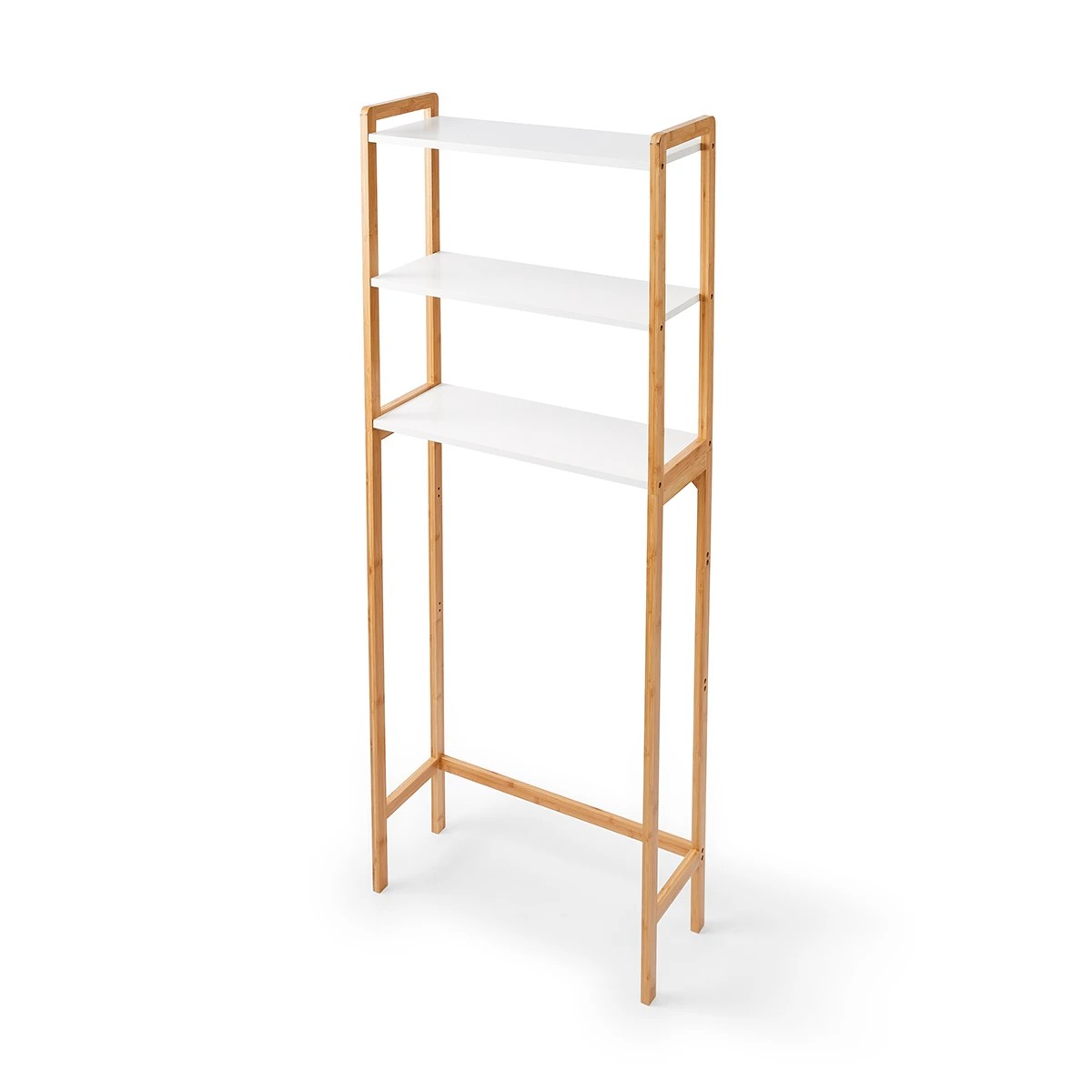 3 Bamboo and White Over Toilet Shelf Unit, 3 of 9