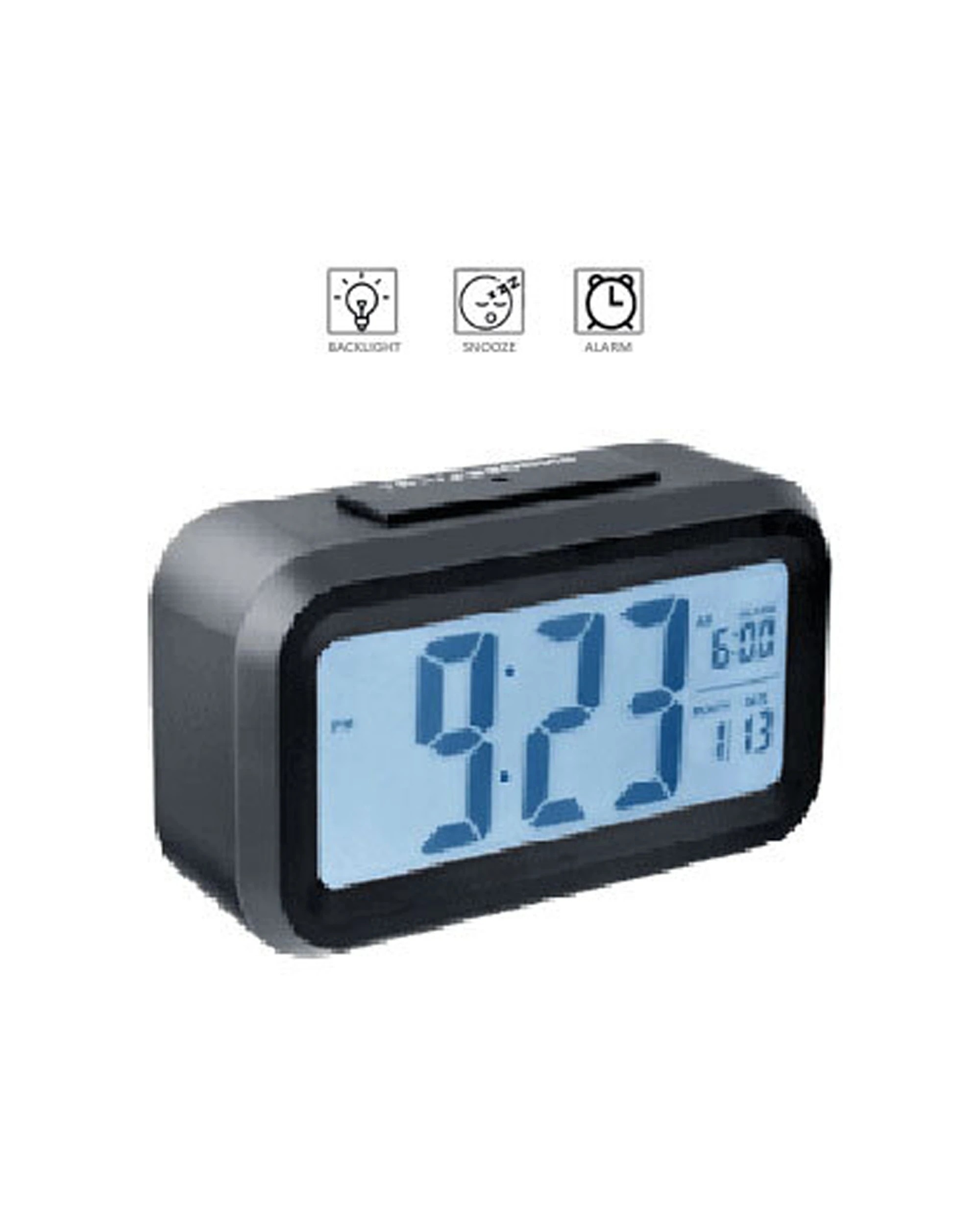 2 Sansai Calendar LCD Alarm Clock Date Temperature Digital Display Table Desk - Black, 2 of 2
