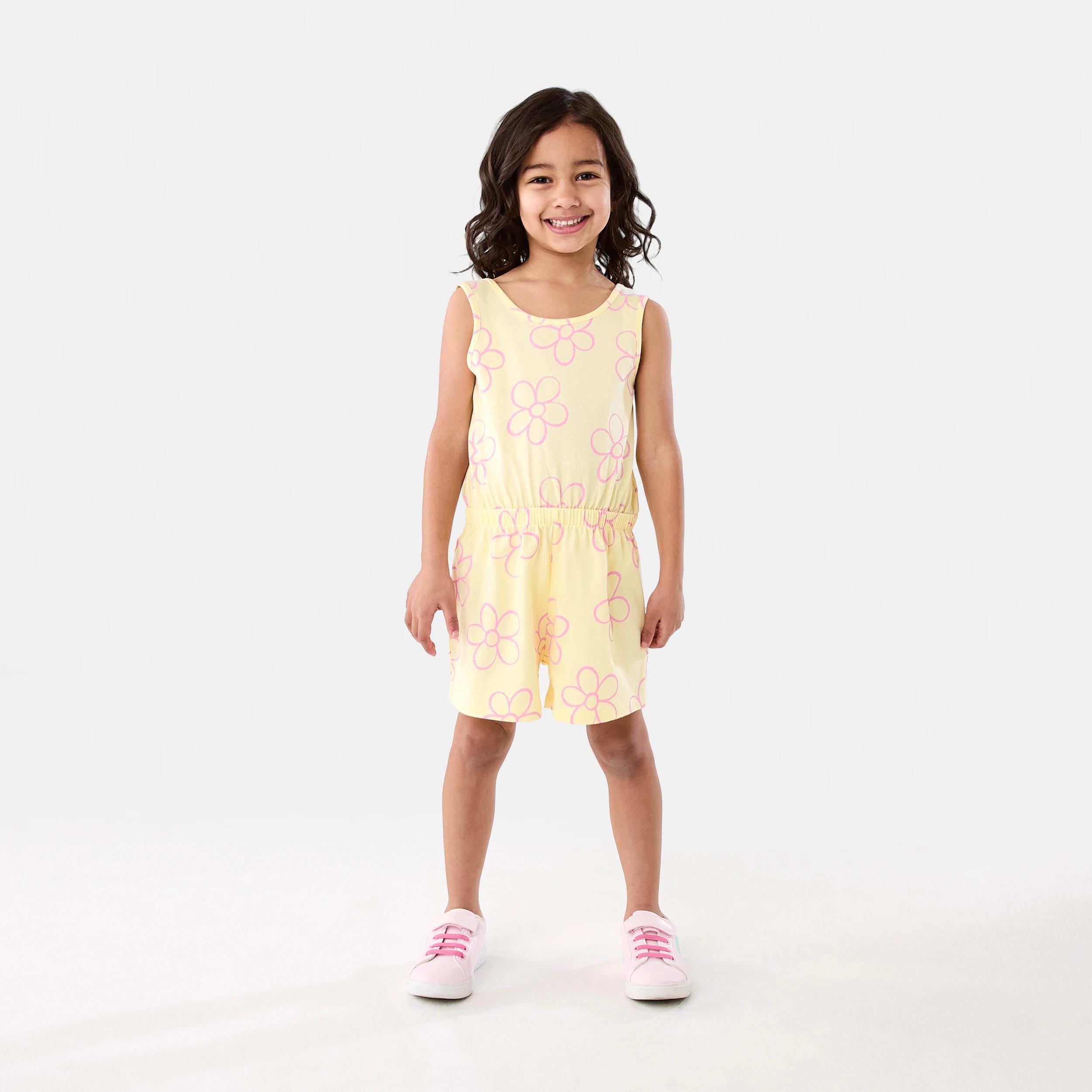 7 Printed Playsuit OUTLINED DAISY BUTTER CREAM, 7 of 8