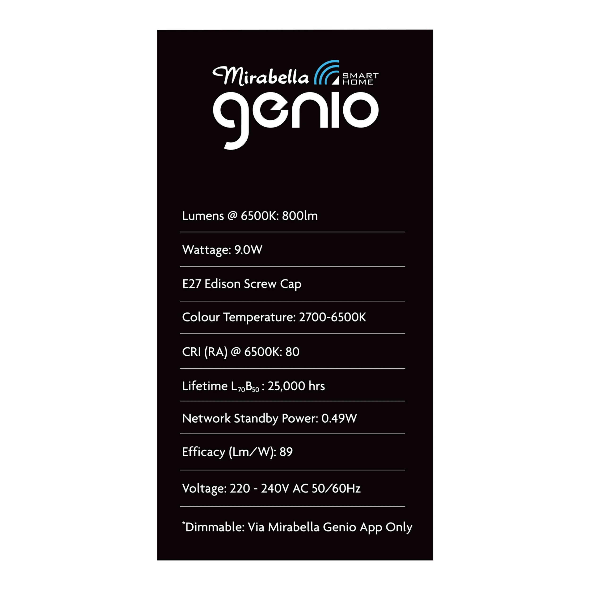 4 Mirabella Genio Wi-Fi 9W LED Smart Dimmable GLS Globe, 4 of 10