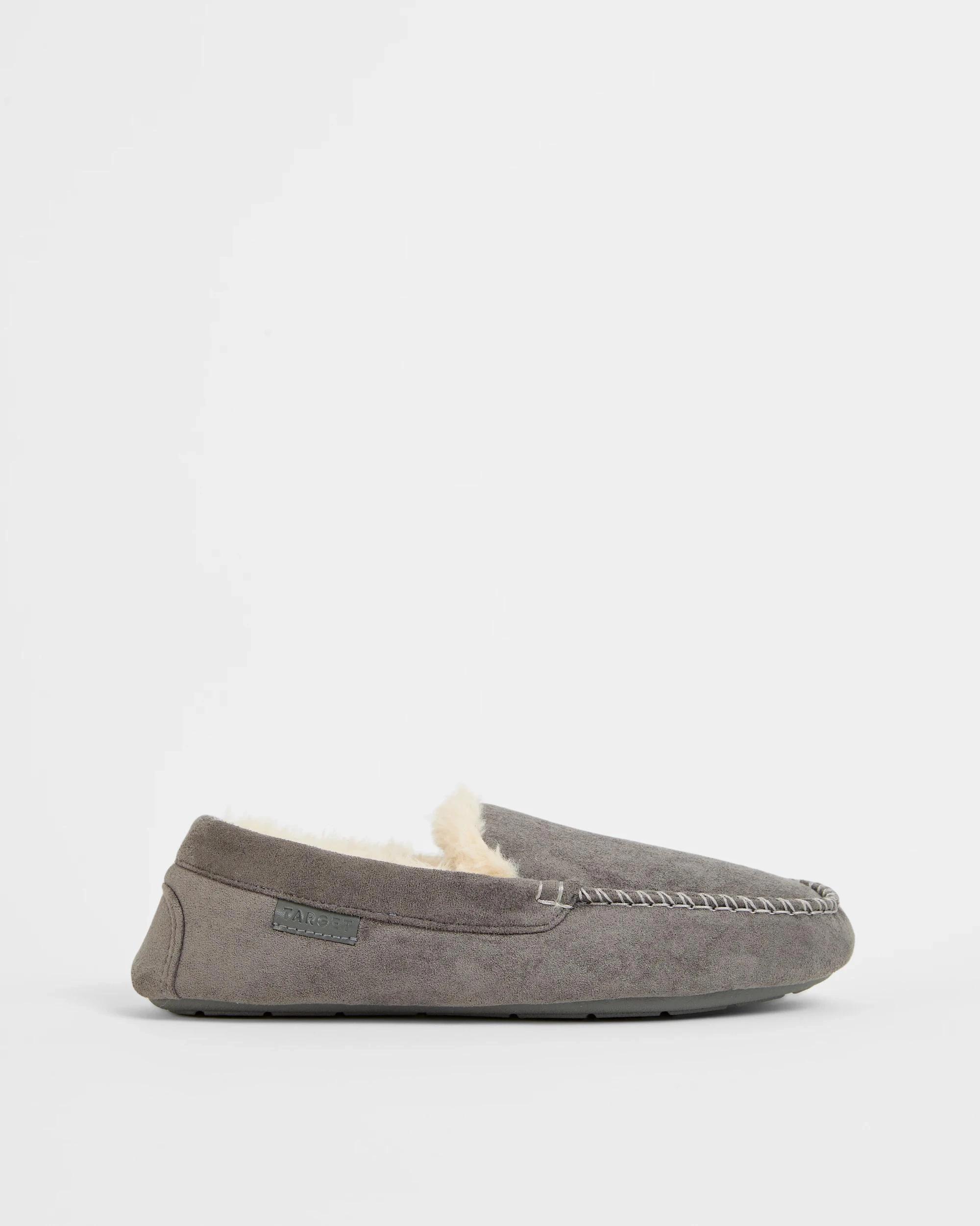 2 Target Mens Moccasin Slippers CHARCOAL, 2 of 3