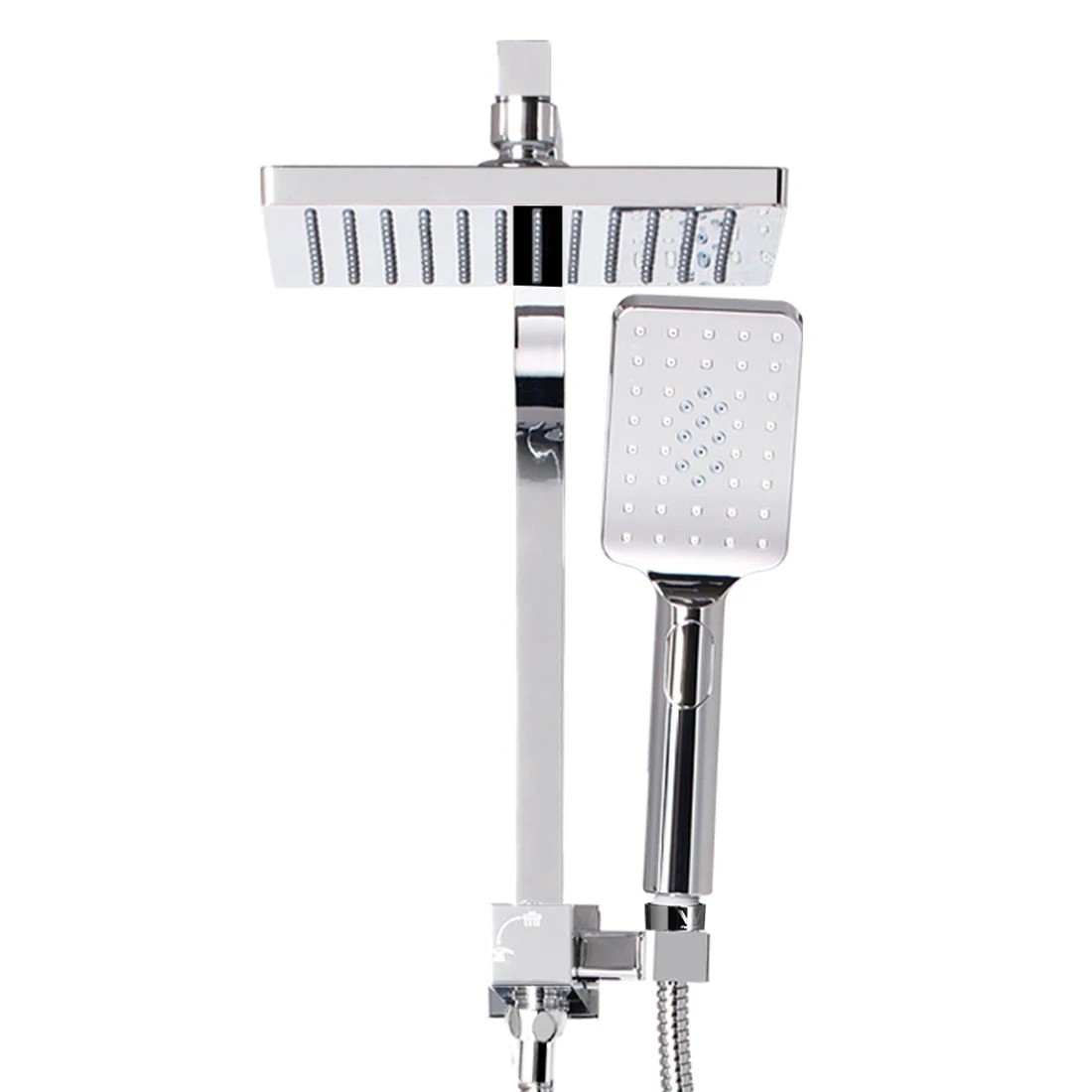 1 Cefito 8'' Rain Shower Head Set Handheld Square High Pressure Chrome - Silver, 1 of 5
