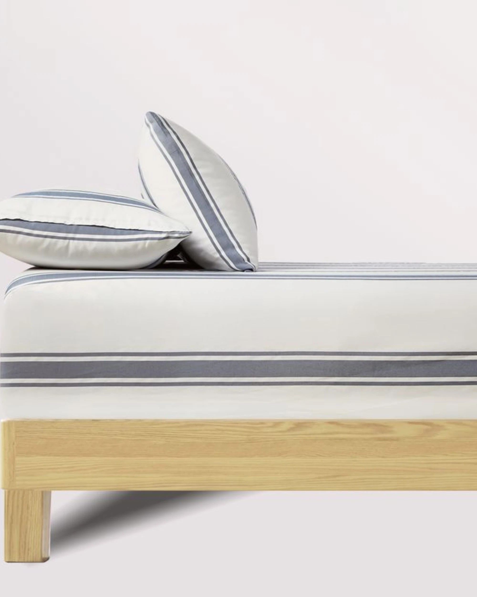 2 CleverPolly Yarn-Dyed Washed Microfibre Fitted Sheet Set - Single Bed - Wide Stripe Steel Blue, 2 of 7