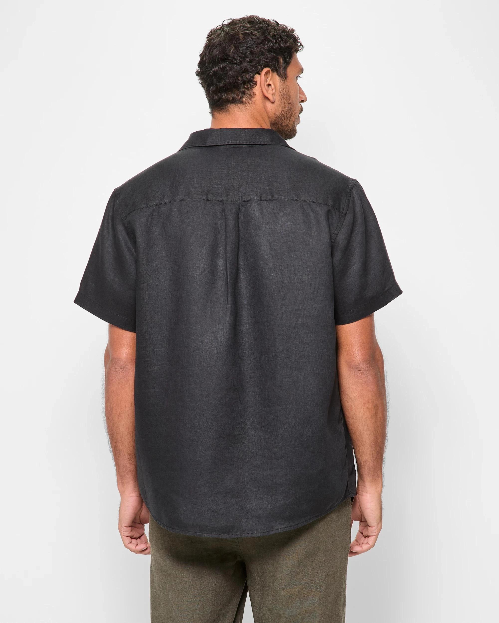 4 Target Man European Linen Short Sleeve Shirt BLACK, 4 of 7