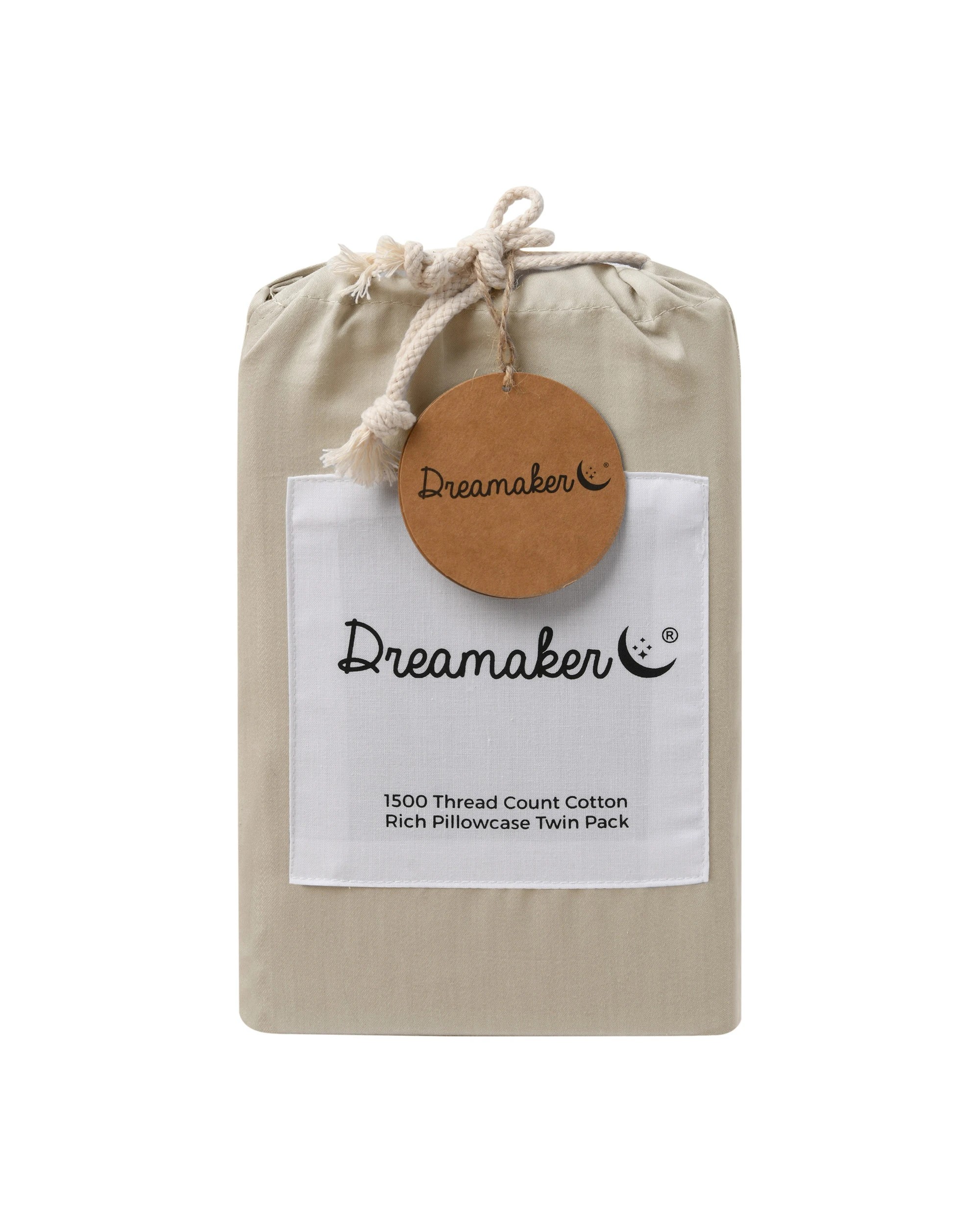 5 Dreamaker 1500TC Cotton Rich Standard Pillowcase Twin Pack - Oat, 5 of 5