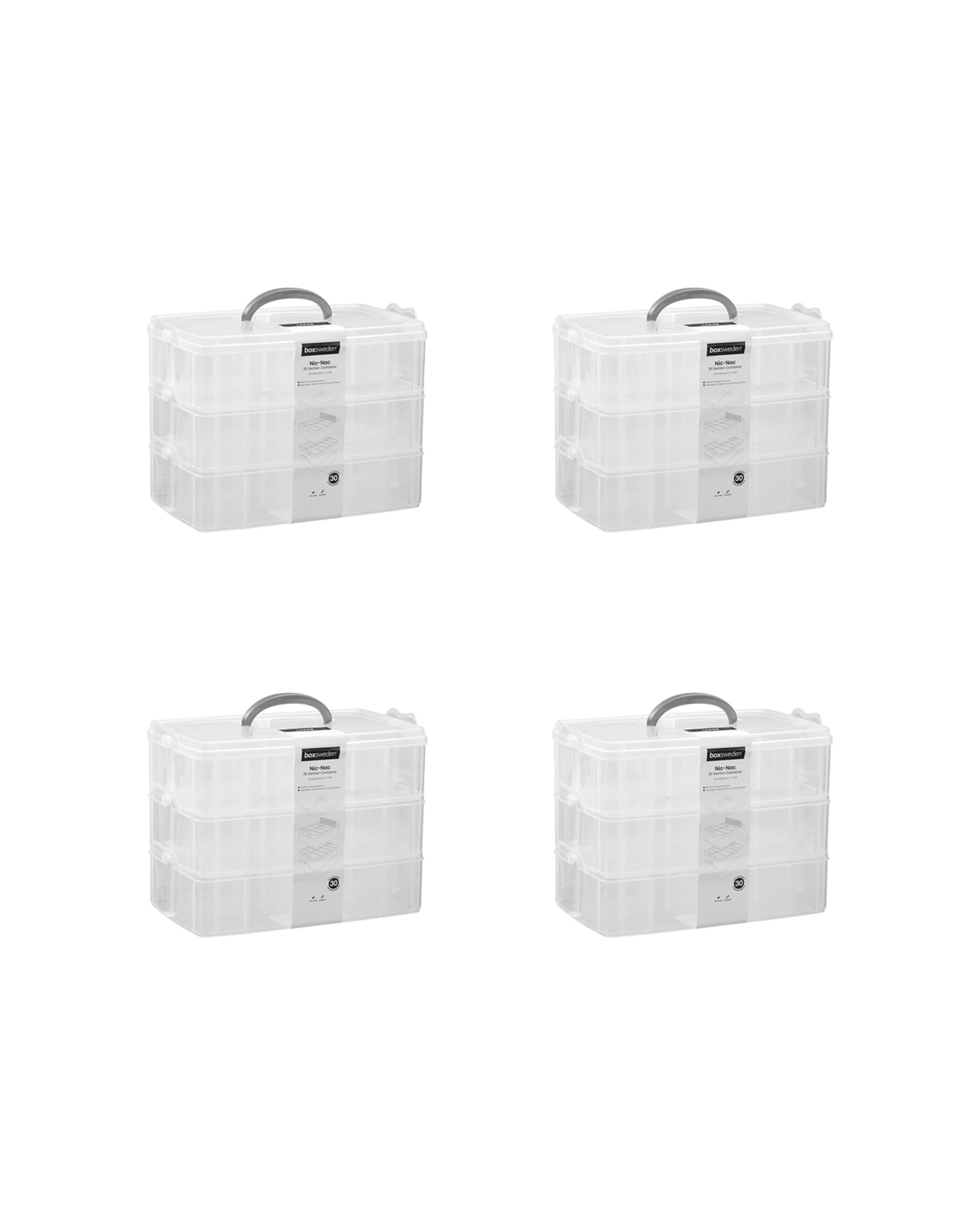1 Boxsweden Nic-Nac 3-Tier Box 30-Compartment 4PK 33x24x19cm Durable Plastic - Plain, 1 of 5
