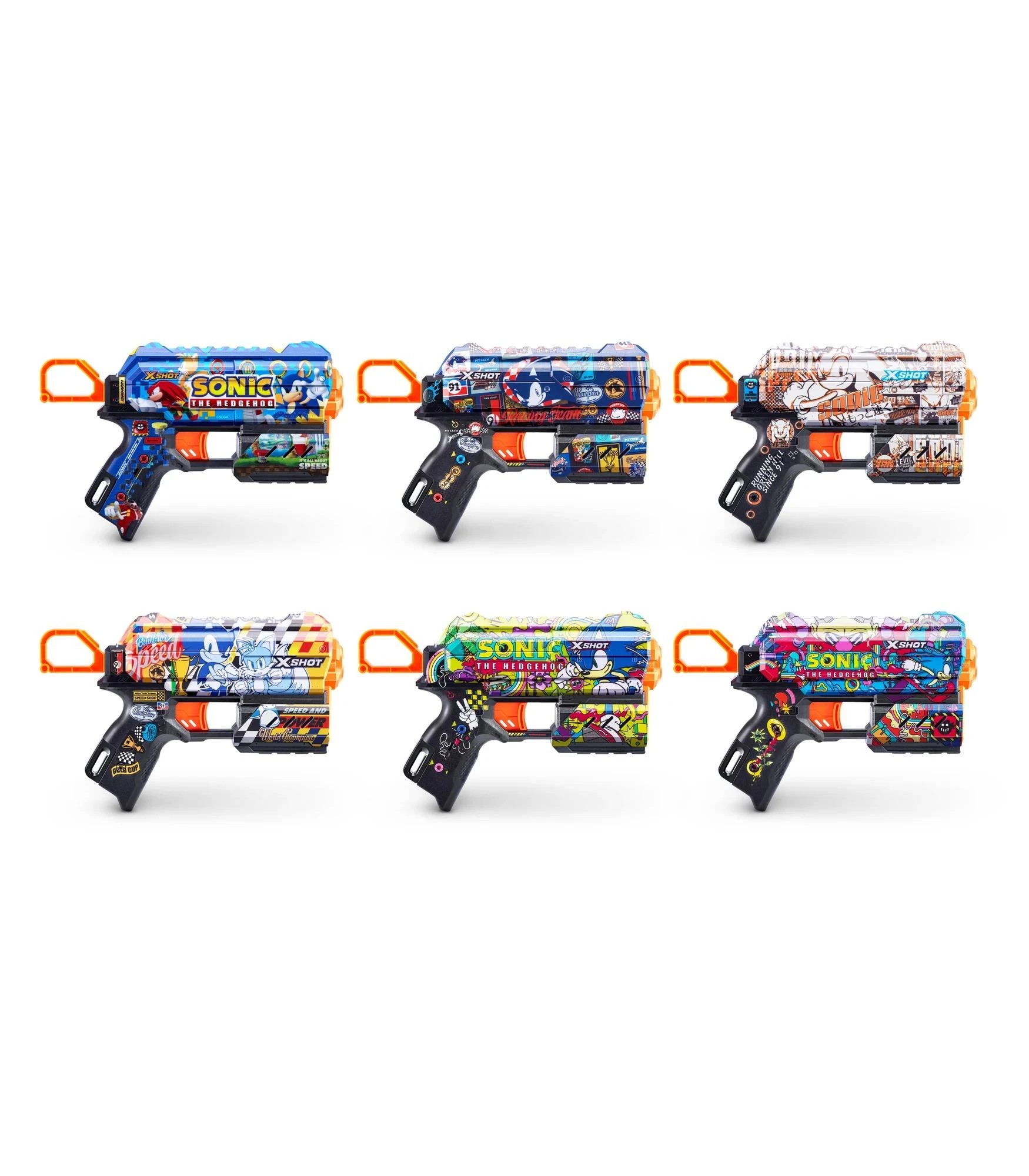 6 XSHOT Skins Flux Blaster - Mega Sonic Skin (8 Darts) by ZURU - Assorted* - Multi, 6 of 8