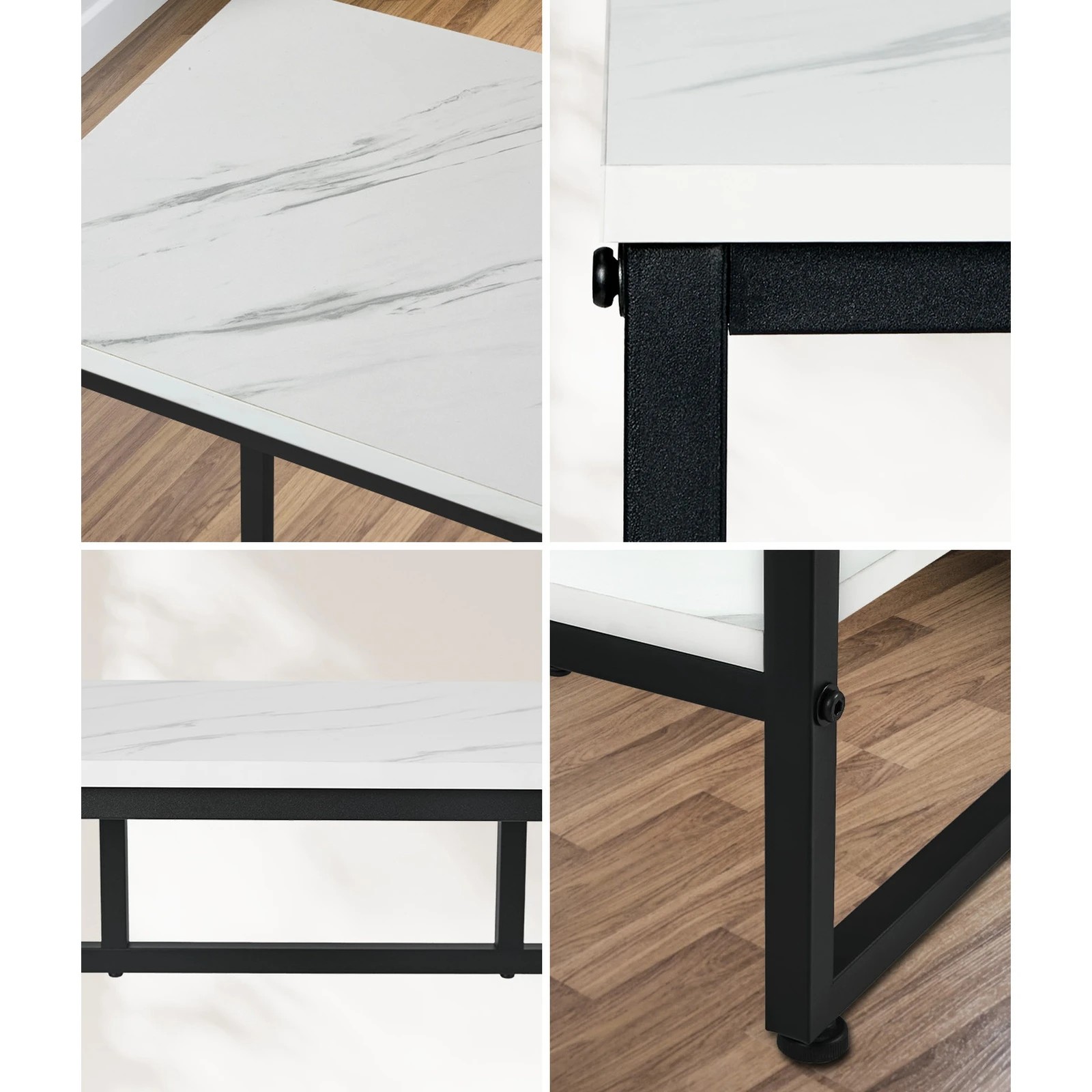 5 Oikiture Console Table Hallway Marble Effect Metal Entry Table Display - Black, 5 of 9