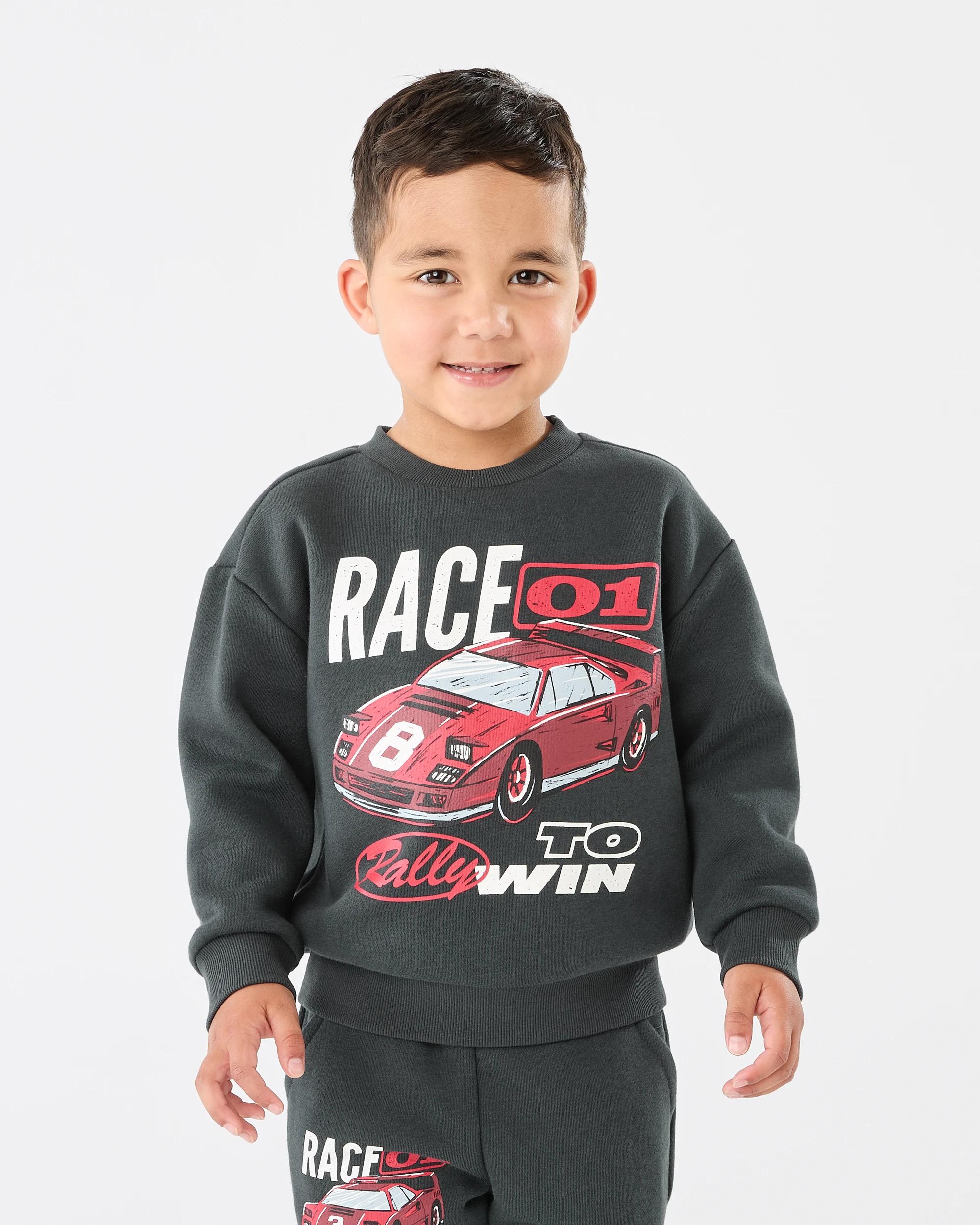 1 Print Crew Neck Sweatshirt Gry Car, 1 of 6