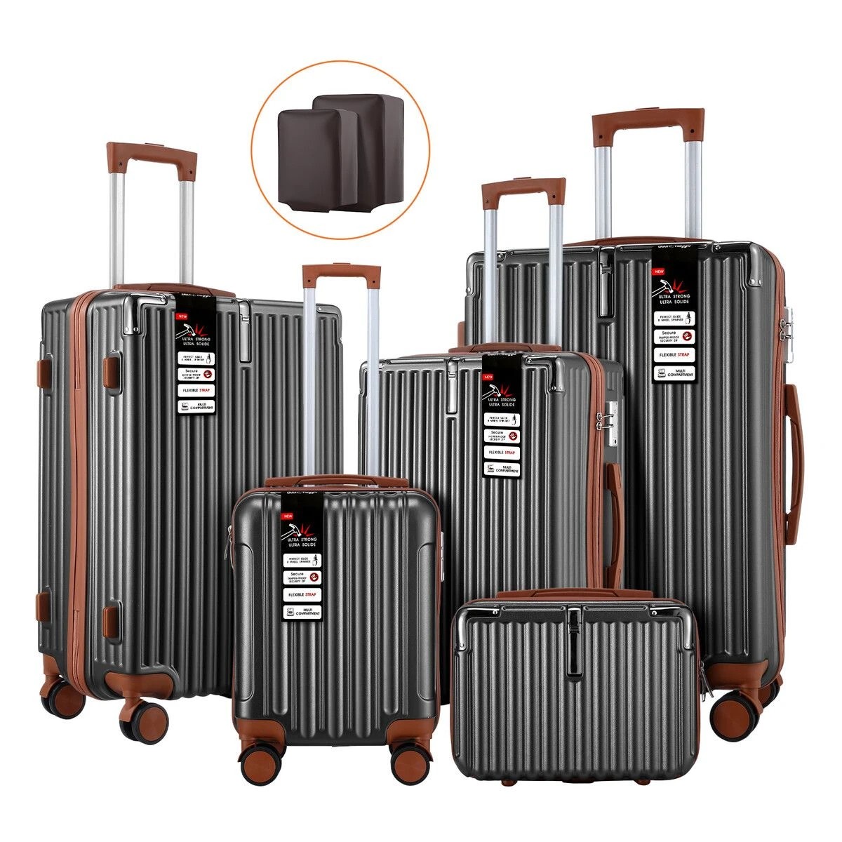 2 Buon Viaggio 5 Piece Suitcases Luggage Set Carry On Checked Travel Case, 2 of 4
